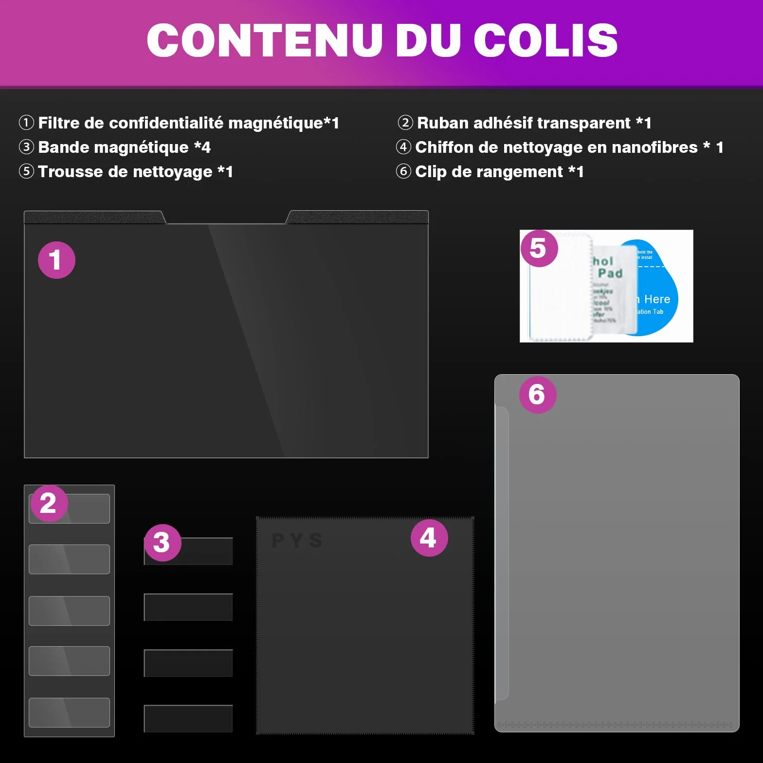 PYS Magnétique Filtre de Confidentialité 15,6 Pouces 16:9 Anti Espion Anti-Lumière pour Ordinateur Portable