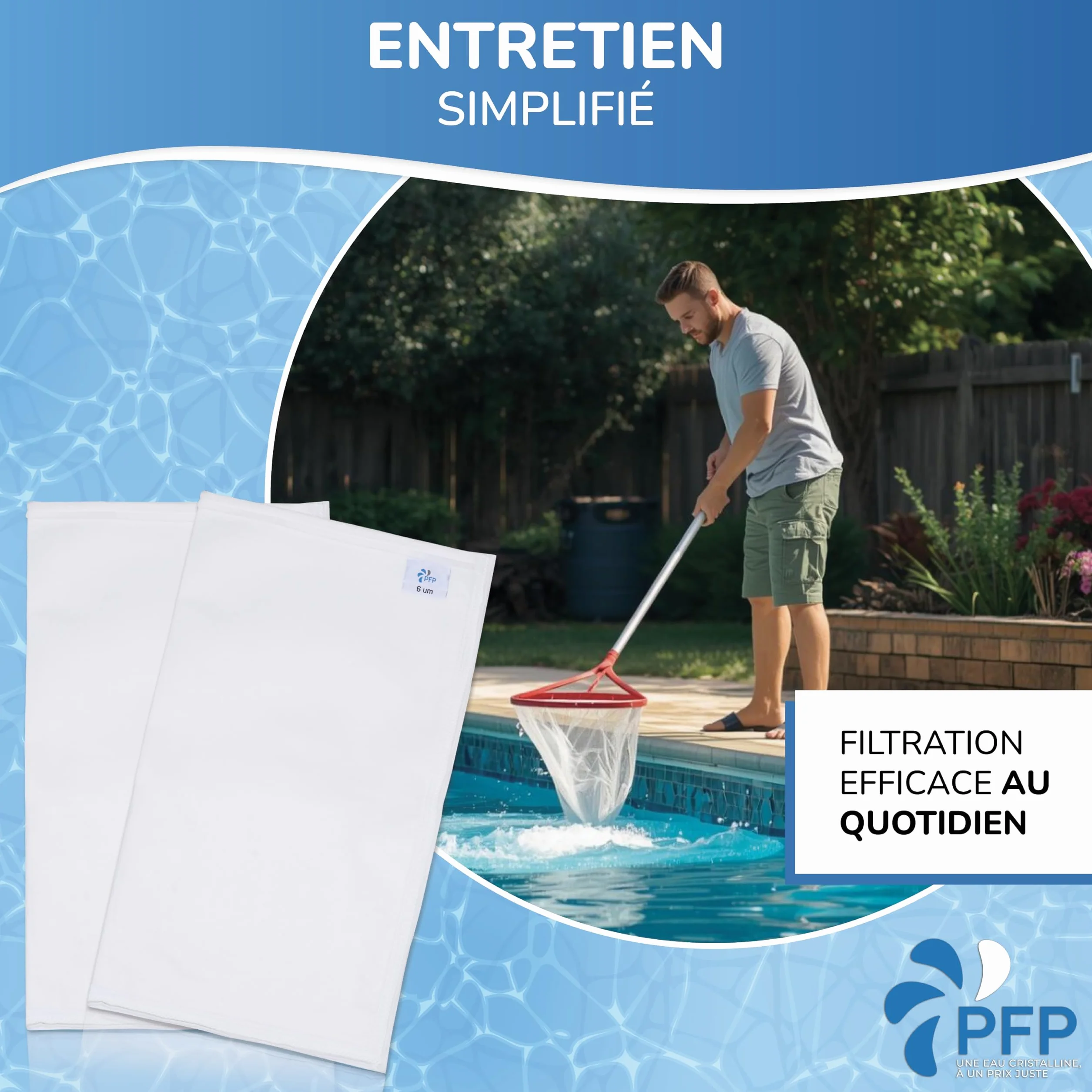Poche Filtrante Compatible Piscine Desjoyaux 30 Microns Lot de 2 Eau Chargée