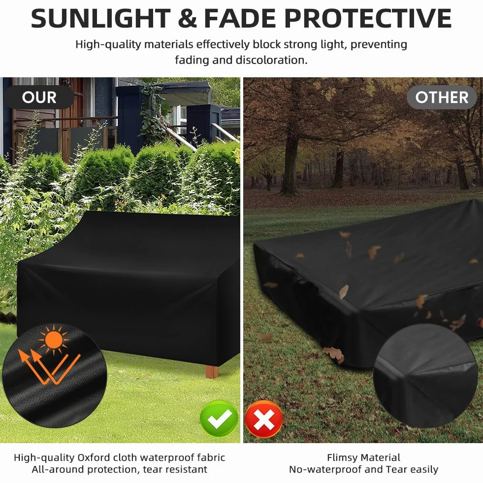 Housse de Banc Jardin 2 Places Vicloon Tissu Oxford Imperméable Anti-UV Protection Extérieur