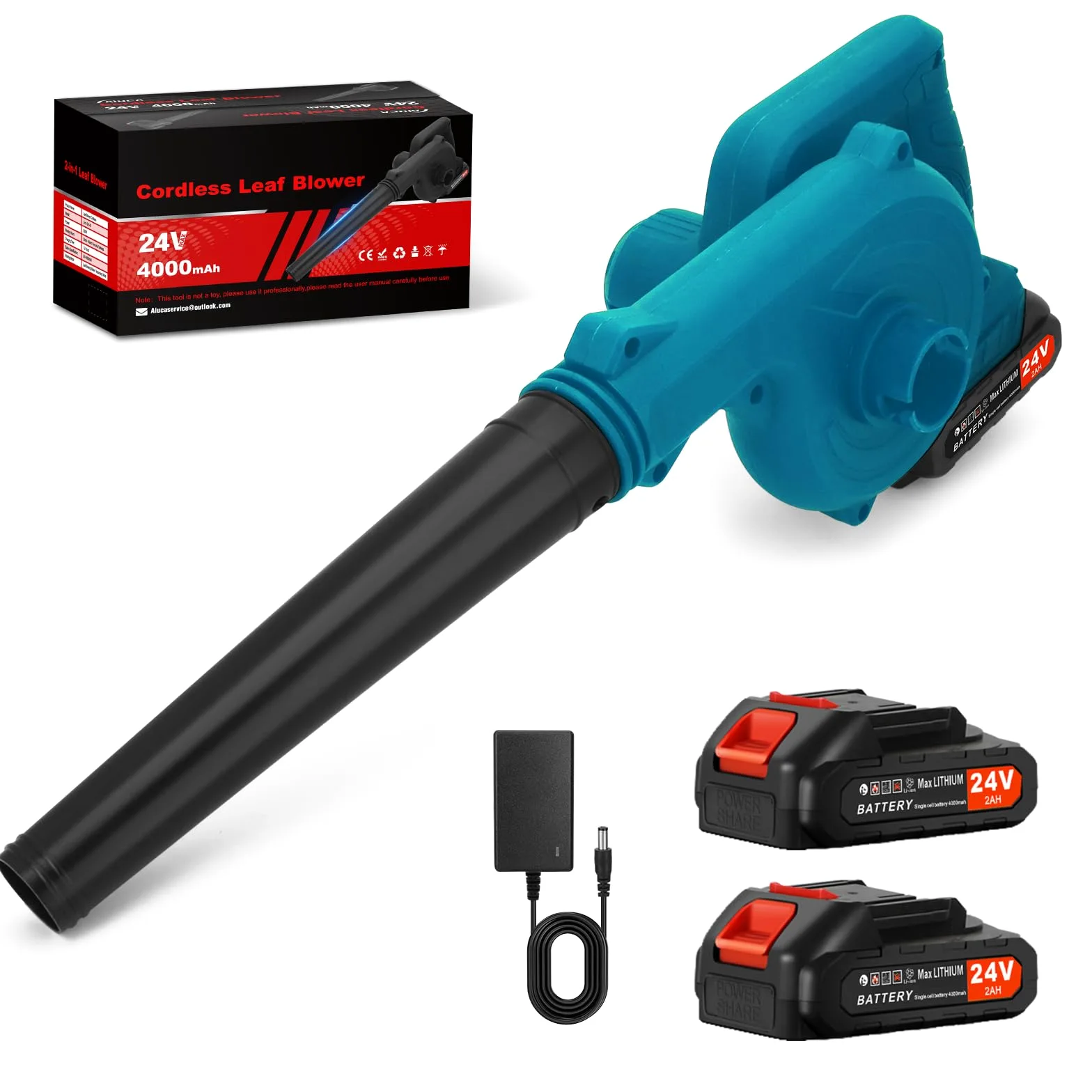 Souffleur sans Fil 24V – Puissant et Léger pour Jardin, Voiture, Atelier | Moteur Brushless 20 000 tr/min, 40 min, Poignée Antidérapante, Multi-usages Feuilles/Neige/Poils, Chargeur+Embout Inclus