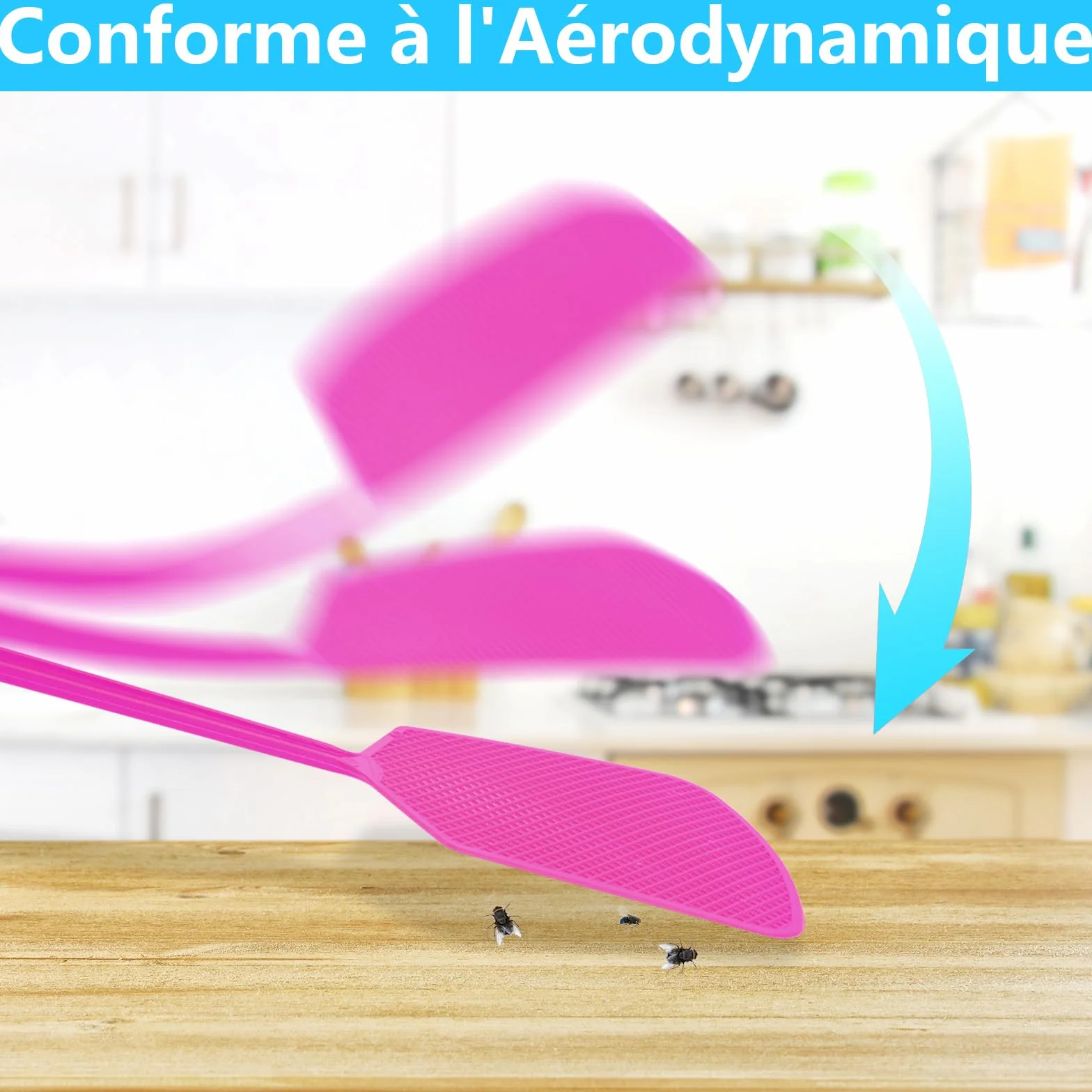Tapette à Mouches Plastique Long Manche 5 Pièces Antiparasitaire Robuste