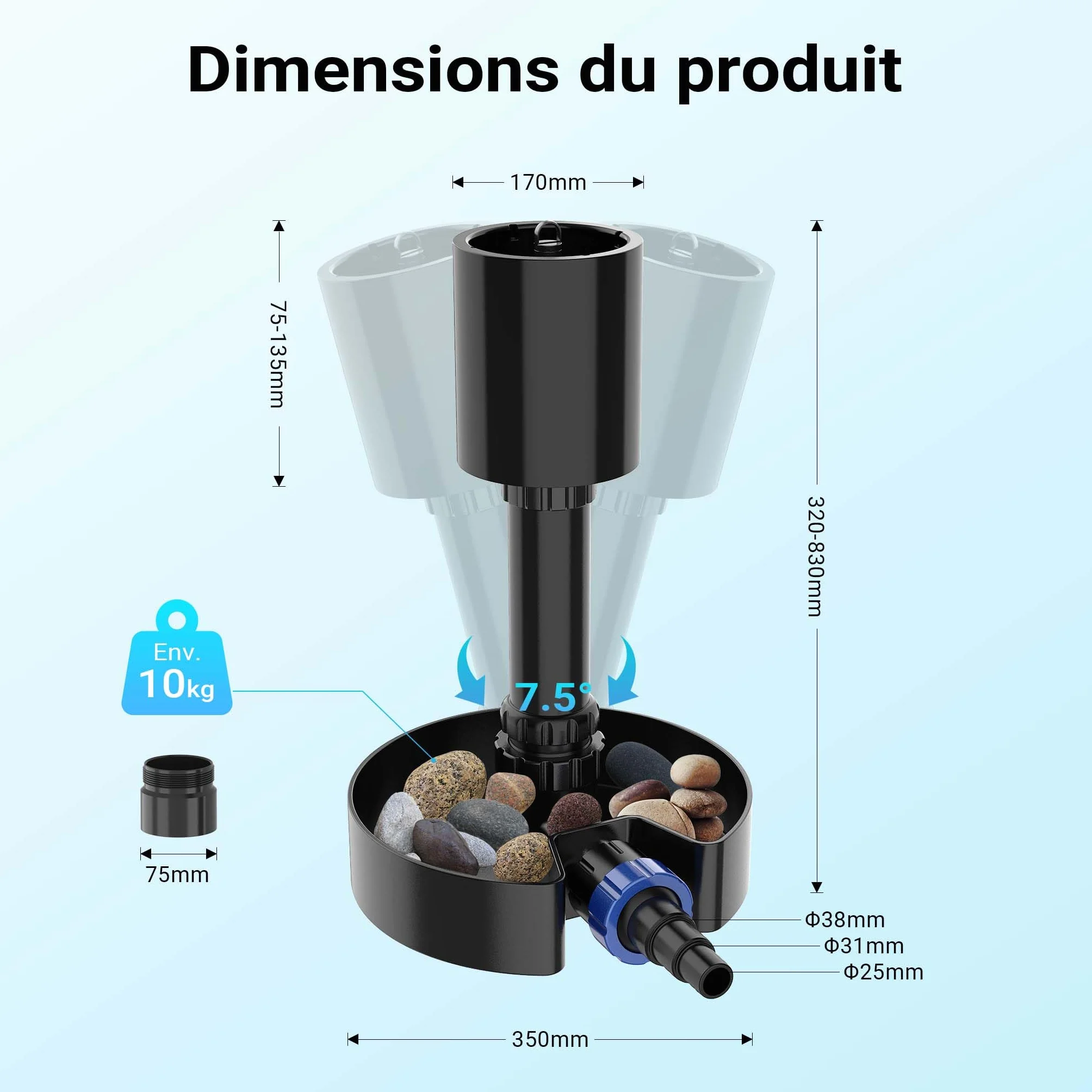 SunSun CSP-40 Écumeur Skimmer de bassin - Aspirateur surface 40 m² - 8000-16000 l/h