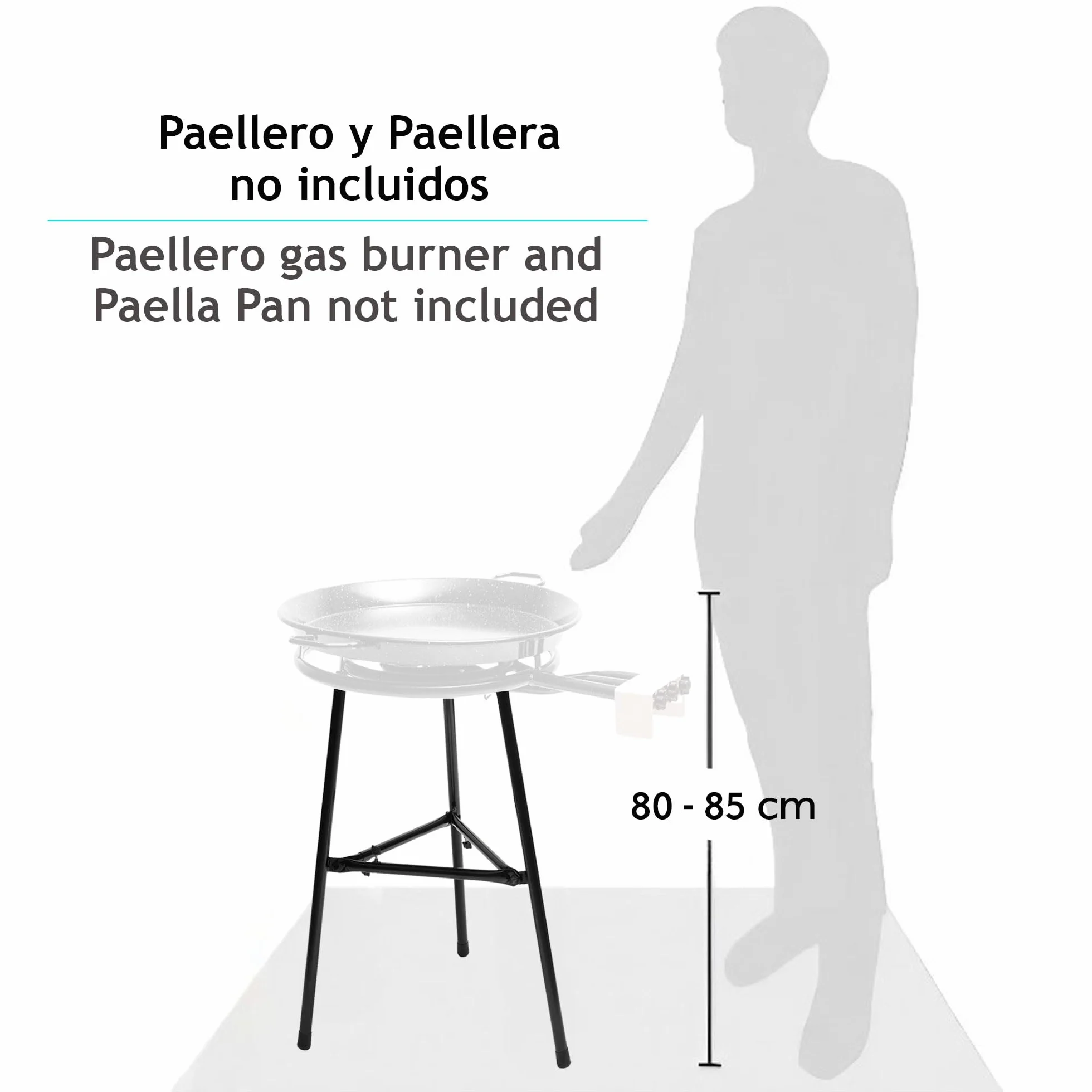 Briebe Support pour Brûleur à Gaz 3 Pieds, Trépied Robuste pour Paella 35-70 cm, Jusqu'à 200 kg
