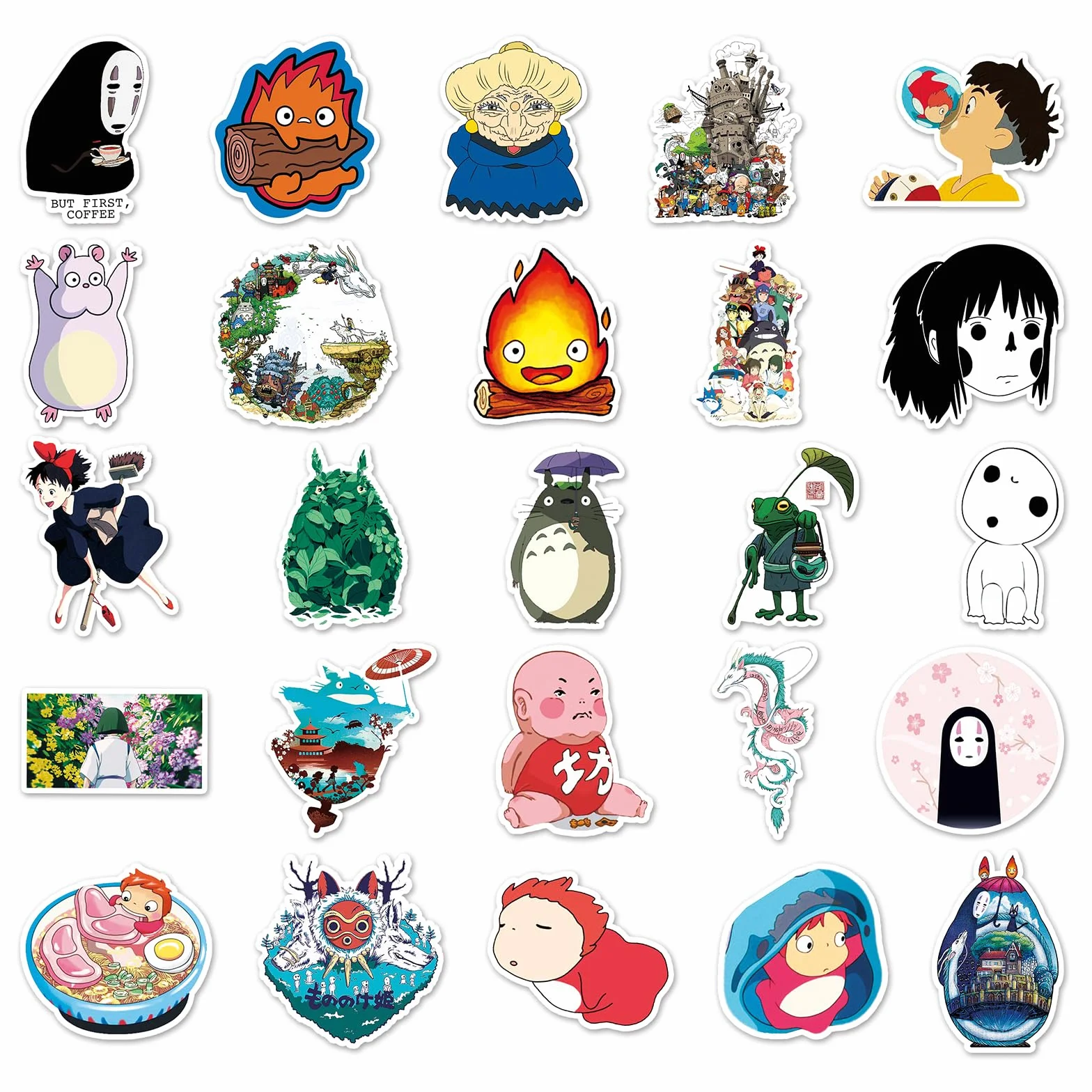 Autocollants Ghibli Cinéma Lot de 50 - PVC Imperméable pour Ordinateur Portable, Décoration DIY