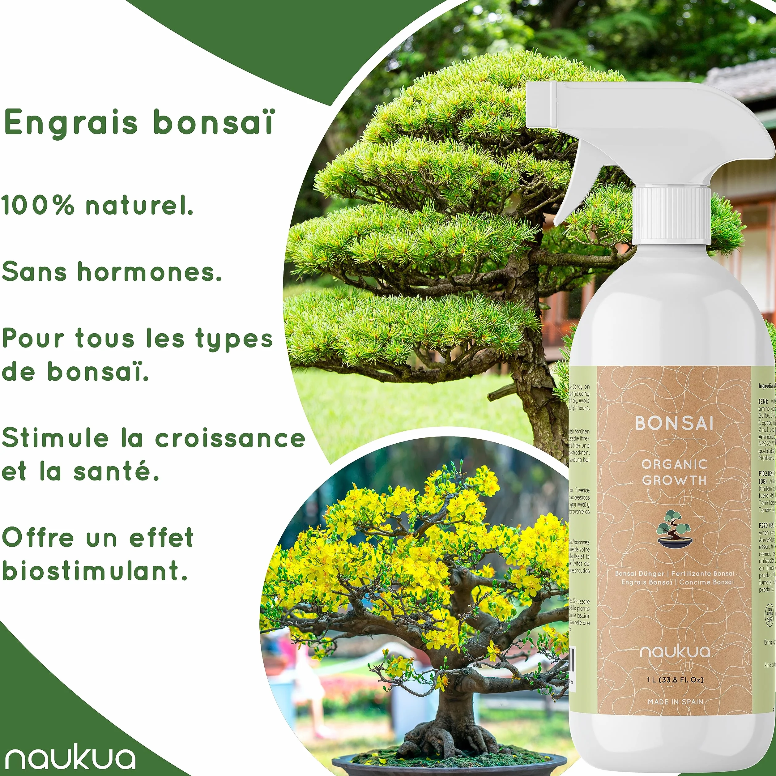 Engrais Liquide Bio pour Bonsaïs 1L - Spray Prêt à l'Emploi - Fabriqué en Espagne