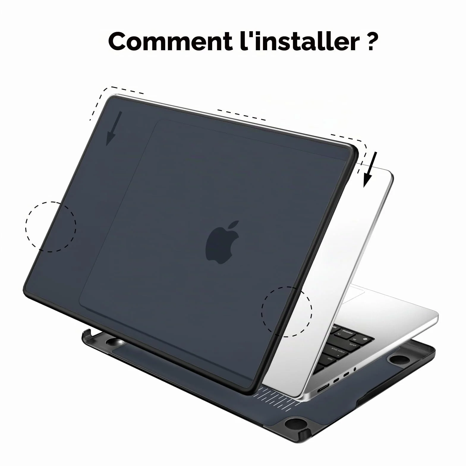 Coque Anti-craquage MacBook Pro 14 Pouces M5 M4 M3 M2 M1 Pro/Max TPU Noir PC Rigide
