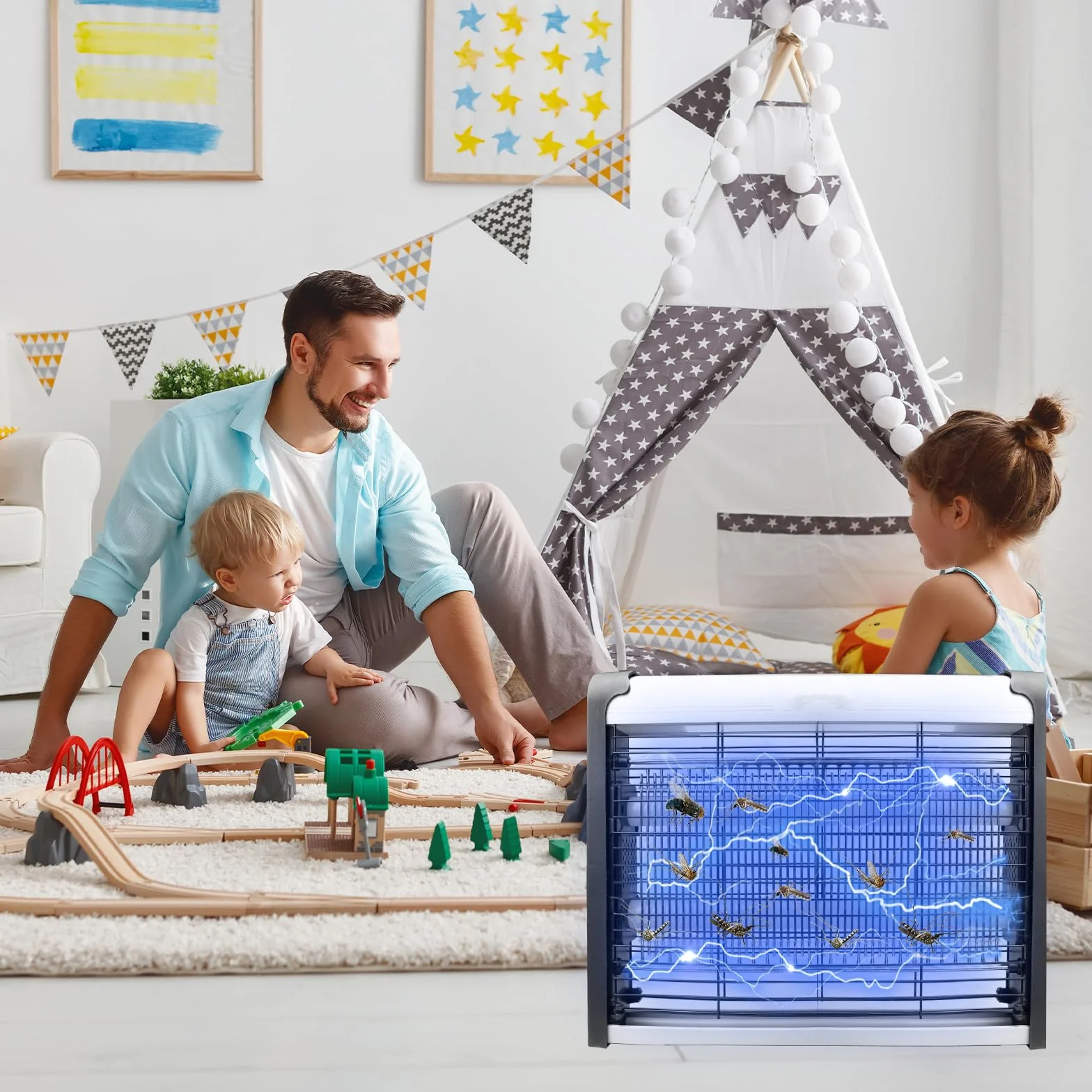 Destructeur d'Insectes Électrique 4W Lampe Anti-Moustiques Piège à Mouches LED pour Maison