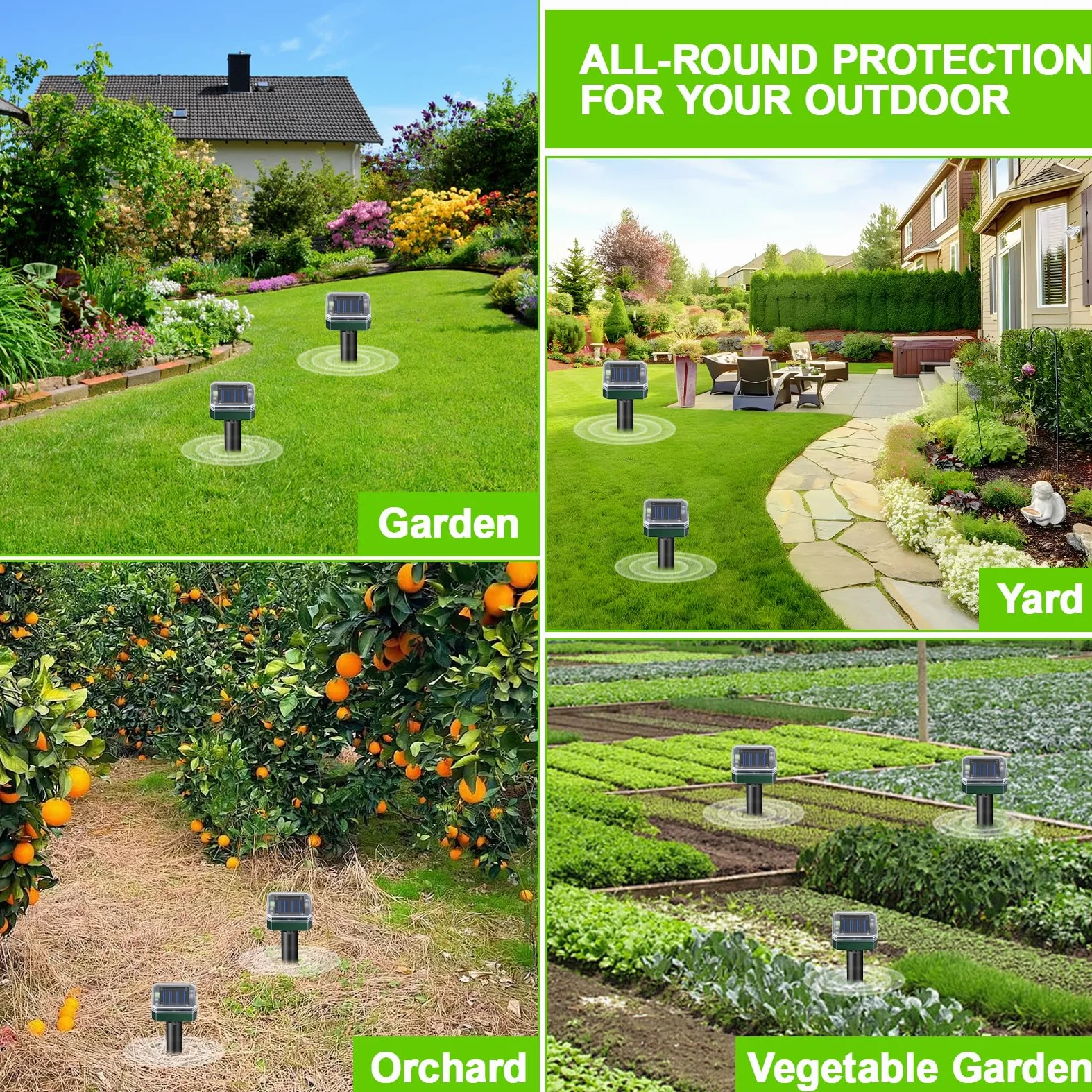 Lot de 8 Répulsifs Solaires Anti-Taupes Ultrason, Piege a Taupe Étanche IP65, Repulsif Ultrason pour Jardin Pelouse, Anti Taupe sans Pile, Detaupeur Écologique, Repulsif Rongeurs Extérieur