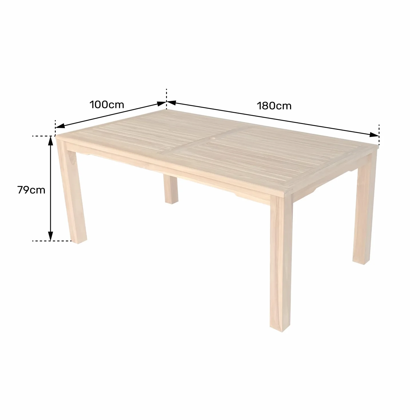 Table de Jardin rectangulaire 180 cm Teck Java 6 Places