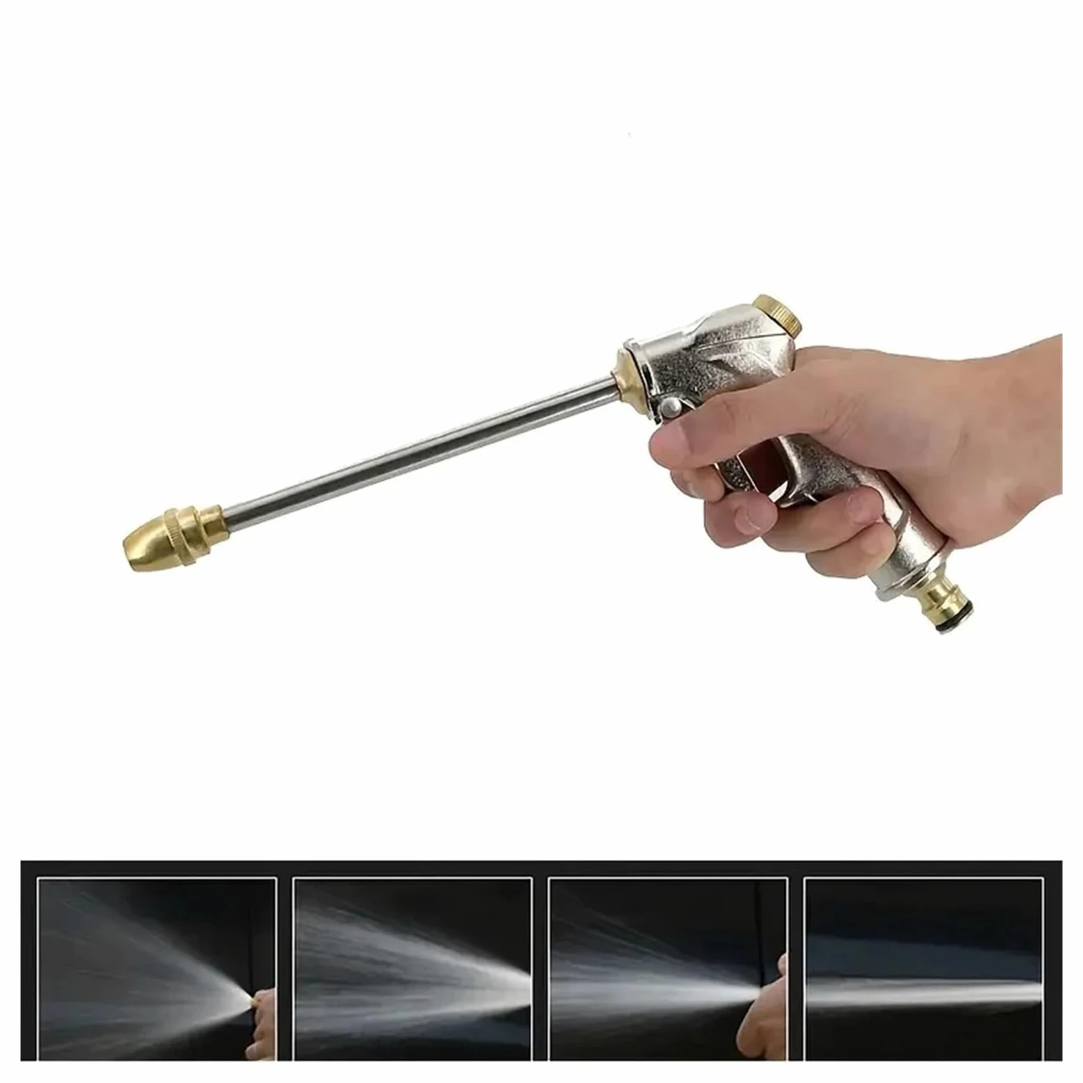 Pistolet d'arrosage avec embout multi-jets, Spray de jardin en métal 360, Joints laiton haute pression réglables, débit Variable, lavage voiture(Water Set)