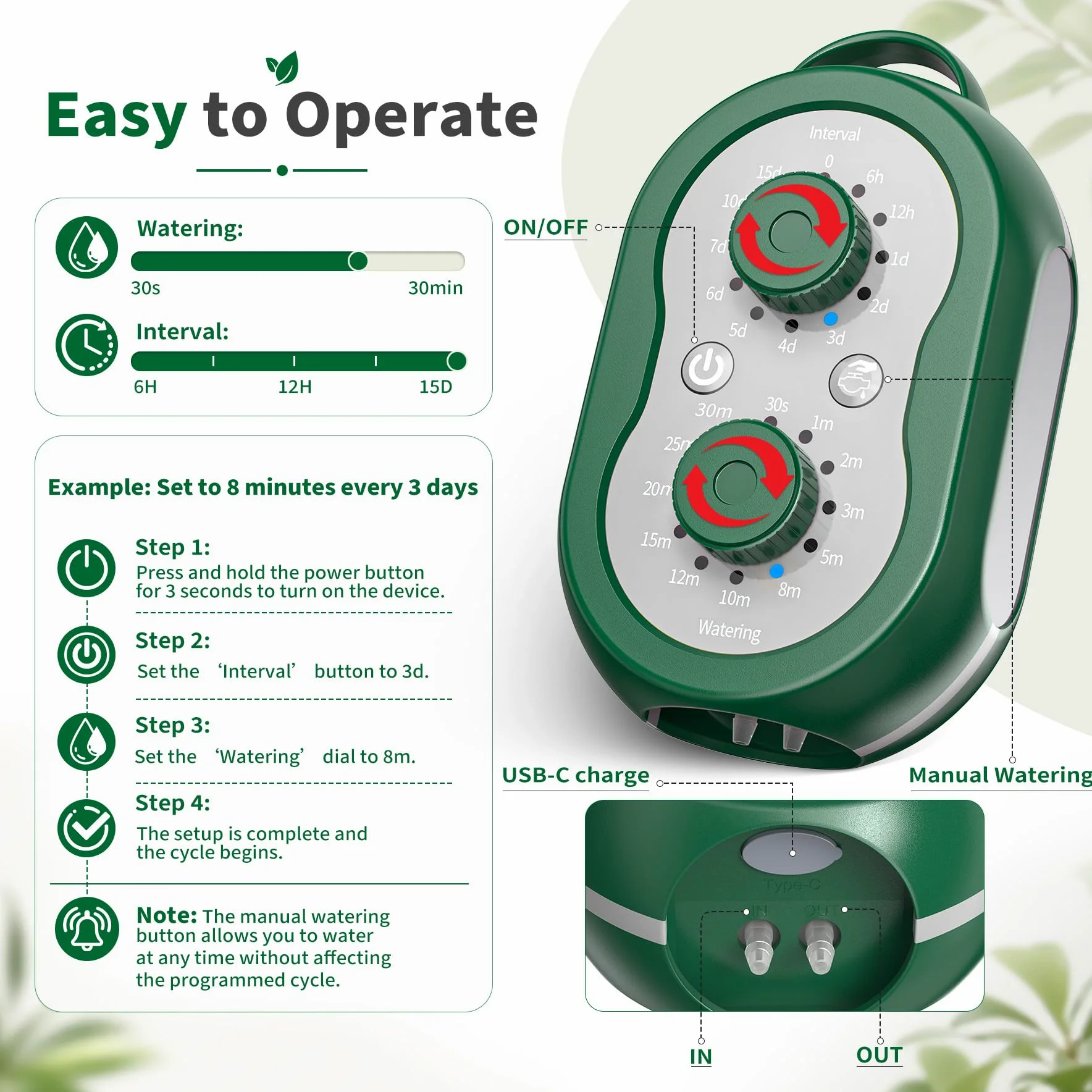 Kit Arrosage Automatique Solaire pour Jardin avec Contrôleur, 2200mAh Rechargeable Système D'irrigation Goutte à Goutte 132 Modes Arrosage Automatique pour Jardin, Balcon, Pelouse