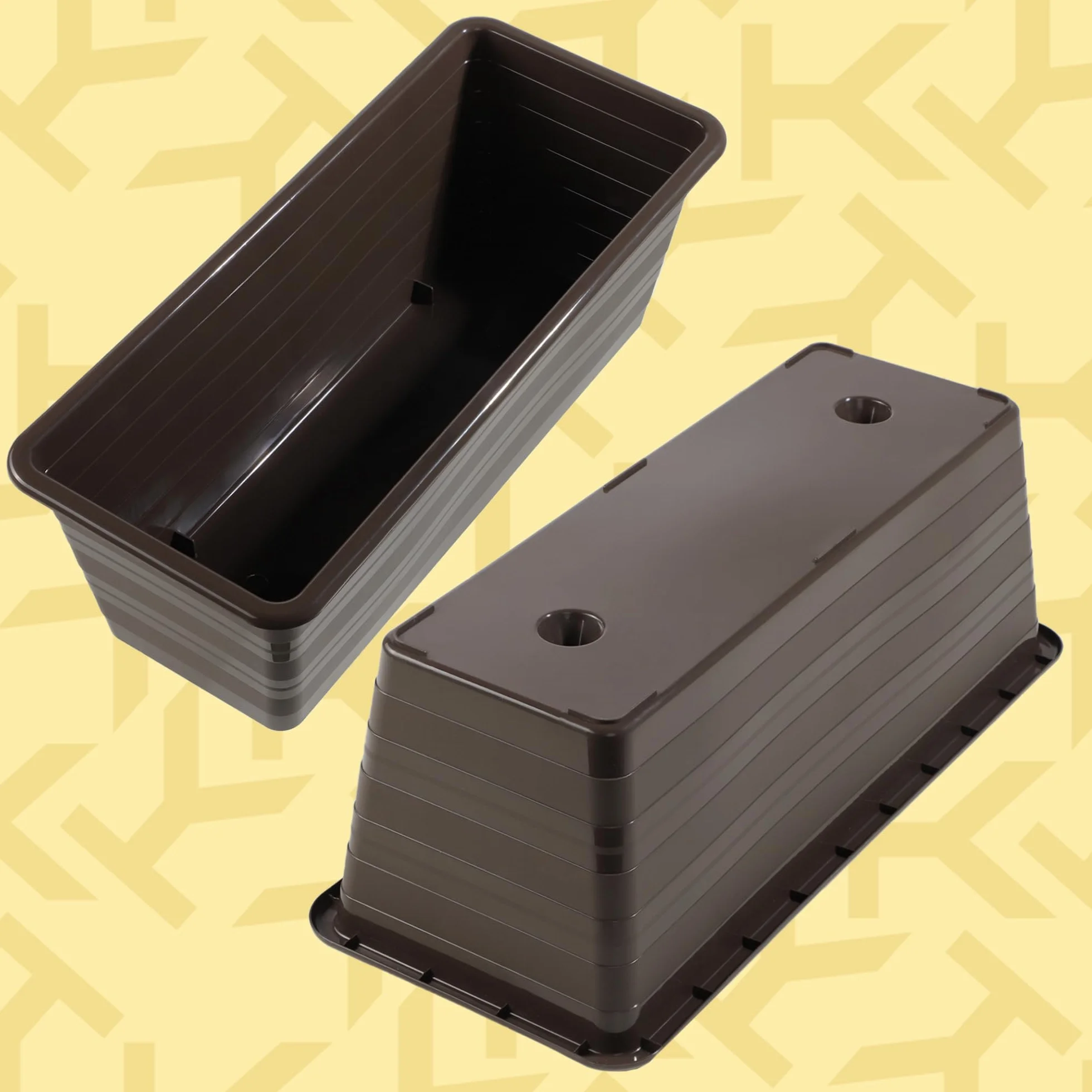 KADAX Jardinière marron 4x40 cm, pot de balcon en plastique résistant aux intempéries
