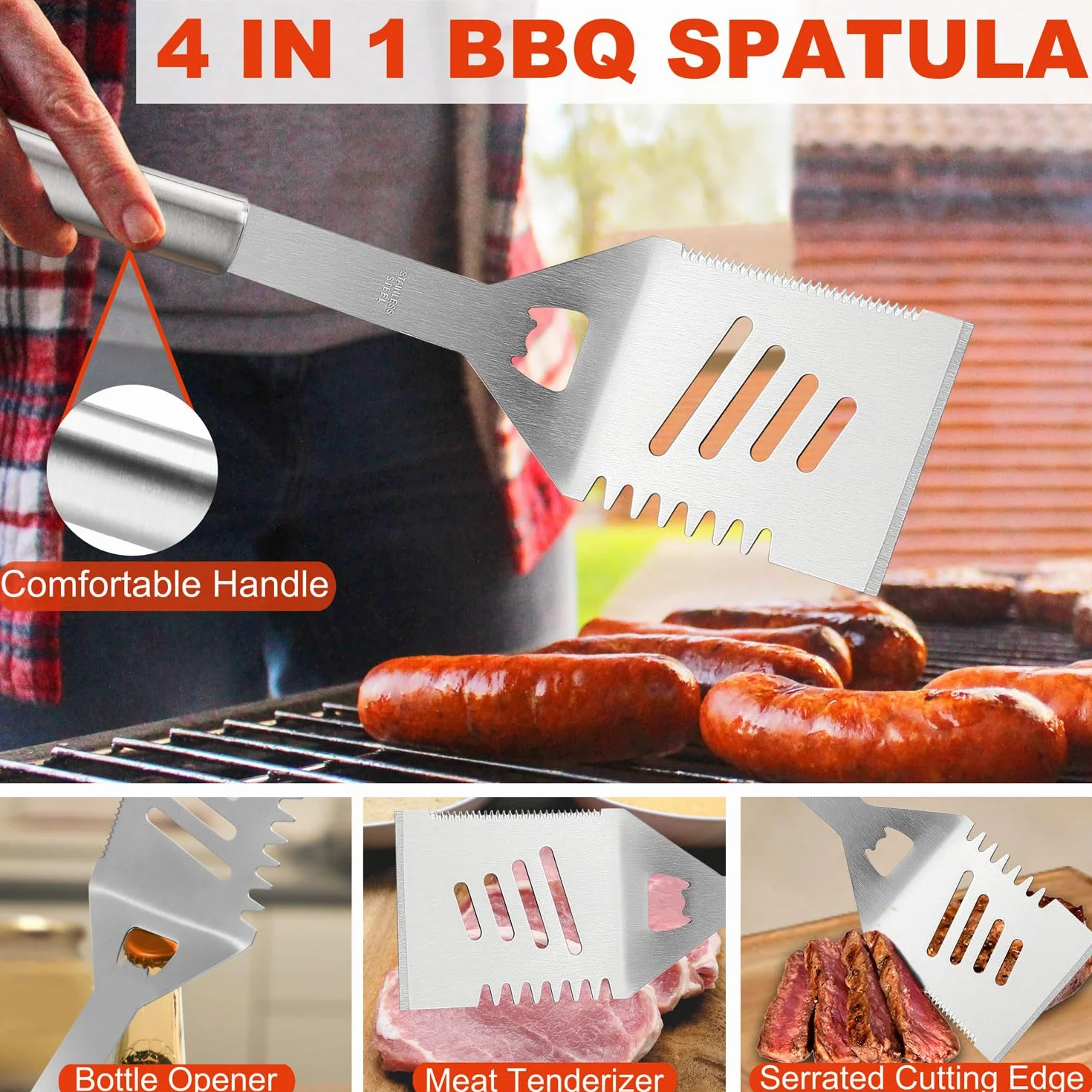 N NOBLE FAMILY 30Pcs Set Barbecue Accessoire en Acier Inoxydable - Outils Barbecue Professionnel - Kit Cadeau