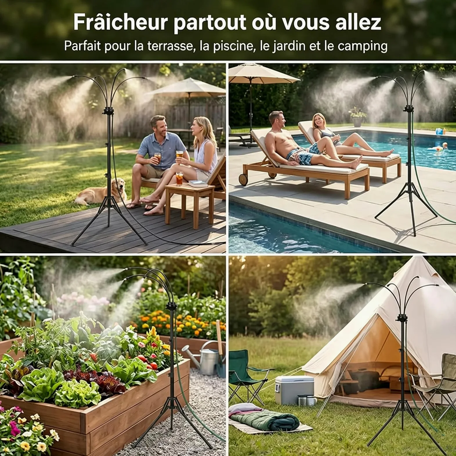 Brumisateur sur Pied Exterieur Réglable 0,8-1,6m | Installation facile，1pcs