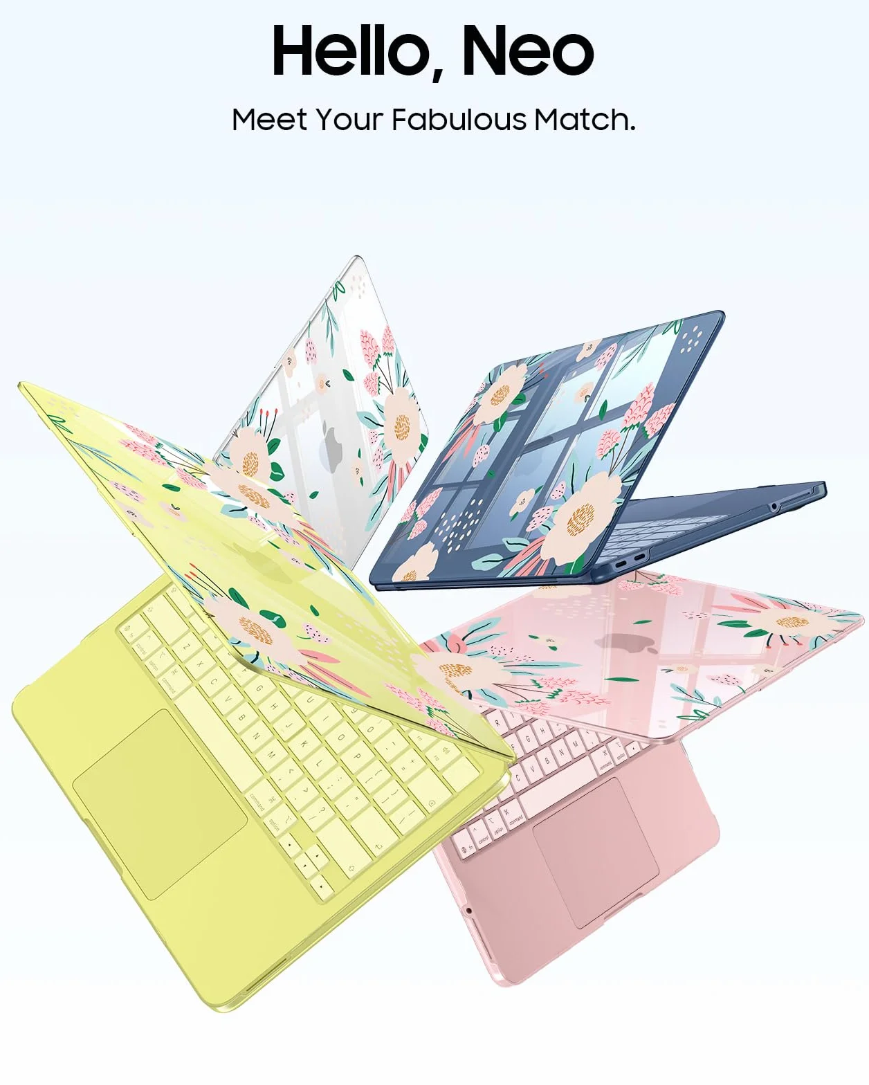 FINTIE Coque MacBook Neo 13 Pouces 2026 A3404 Série Motifs Fine Légère Rigide Plastique Camélia