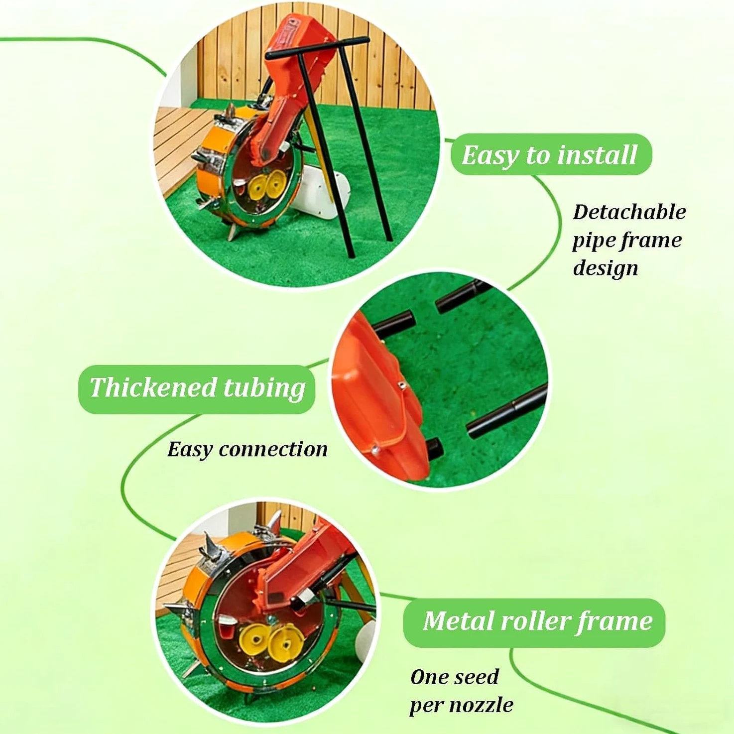 Semoir Manuel, Semoir De Jardin Multi-Orifices, 16 Disques De Semis, Espacement De Semis Réglable, Construction Robuste en Acier Inoxydable, pour Coton, Haricots Mungo Et Soja