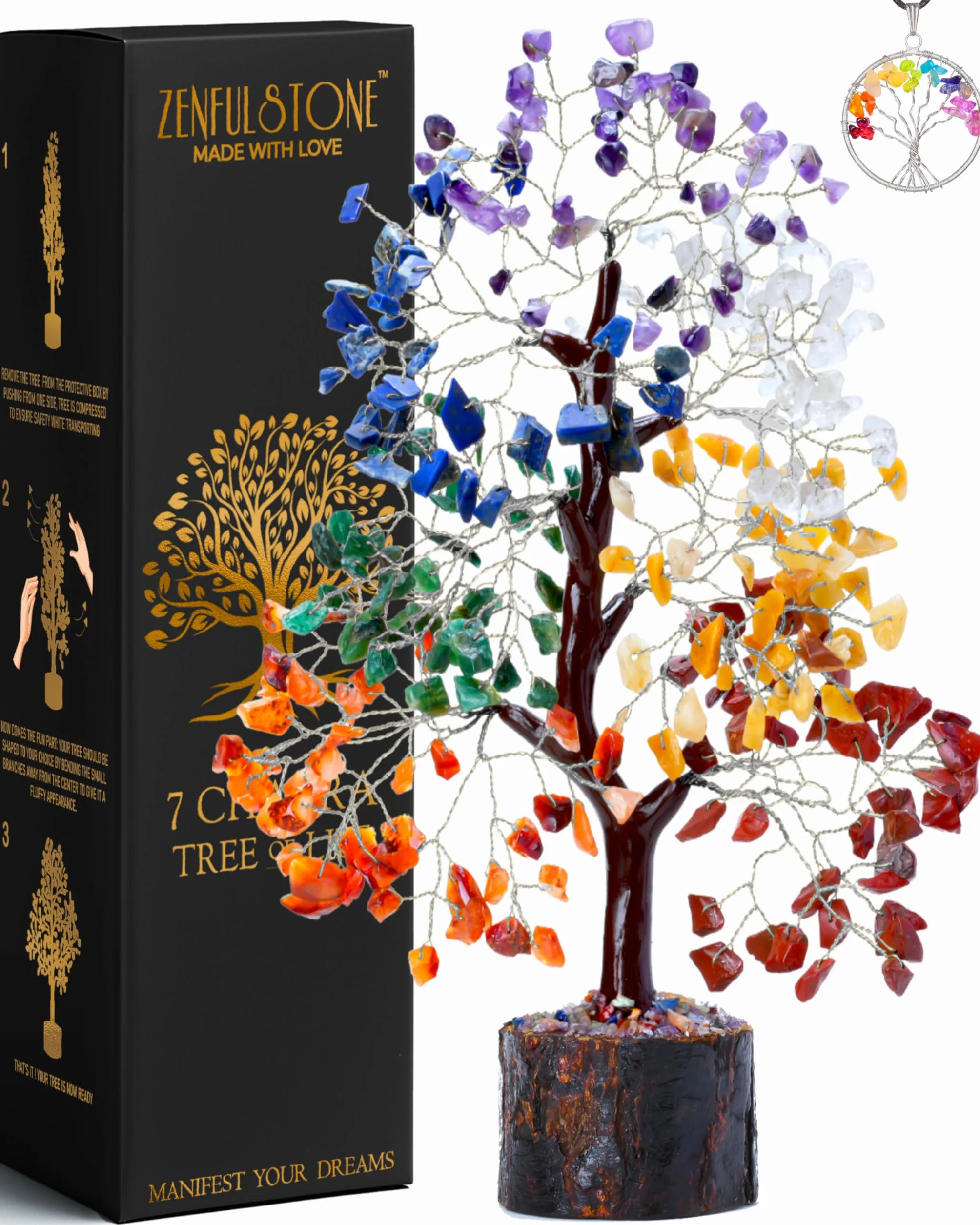 Arbre de vie 7 chakras Bonsaï en cristal fait à la main Décoration spirituelle