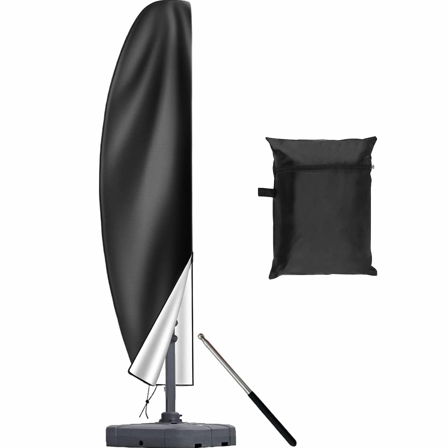 Housse de Parasol Déporté, Anti-UV, 420D Imperméable avec Fermeture éclair, Perche Télescopique, 265CM