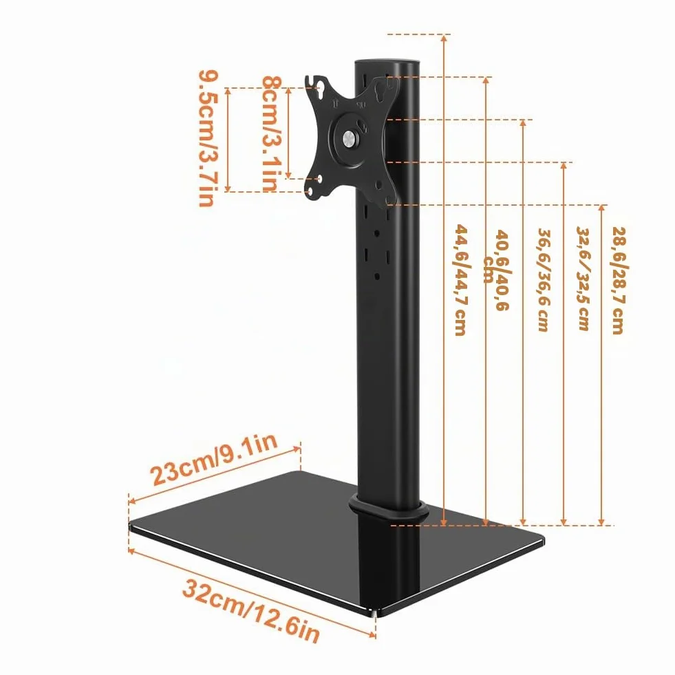 KKTONER Support d'Écran d'Ordinateur VESA 13-32 Pouces Réglable en Hauteur Pivotant 75x75mm 100x100mm
