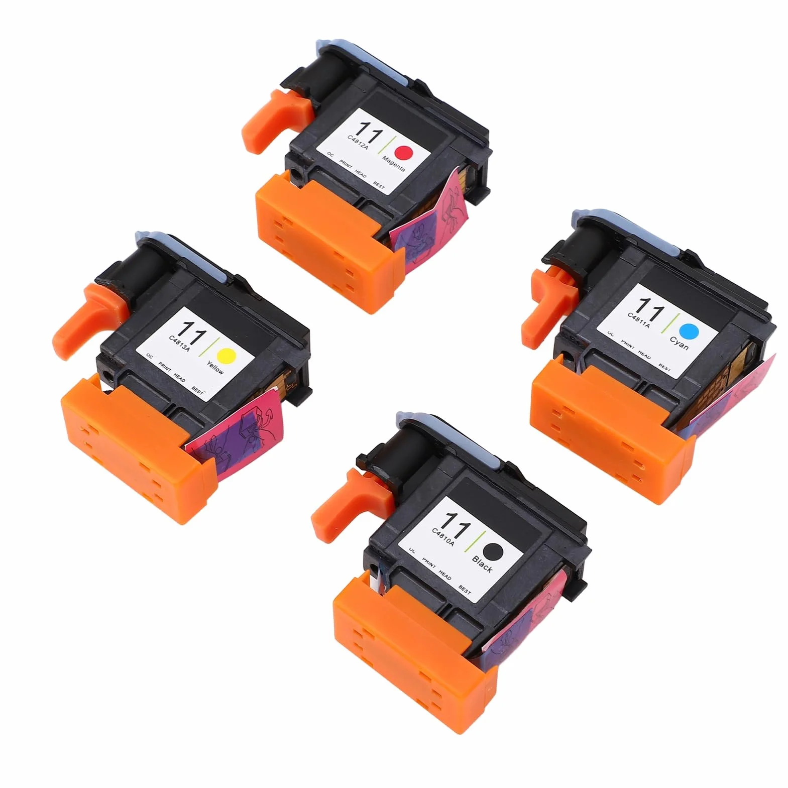 Designjet 11 Magenta Noir Cyan Jaune Têtes d'Impression Rechange Lot de 4