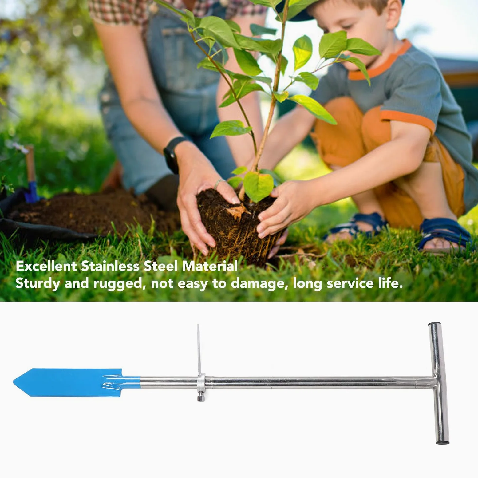 Aramox Outil de plantation en acier inoxydable avec pelle amovible pour jardinage agricole et forestier