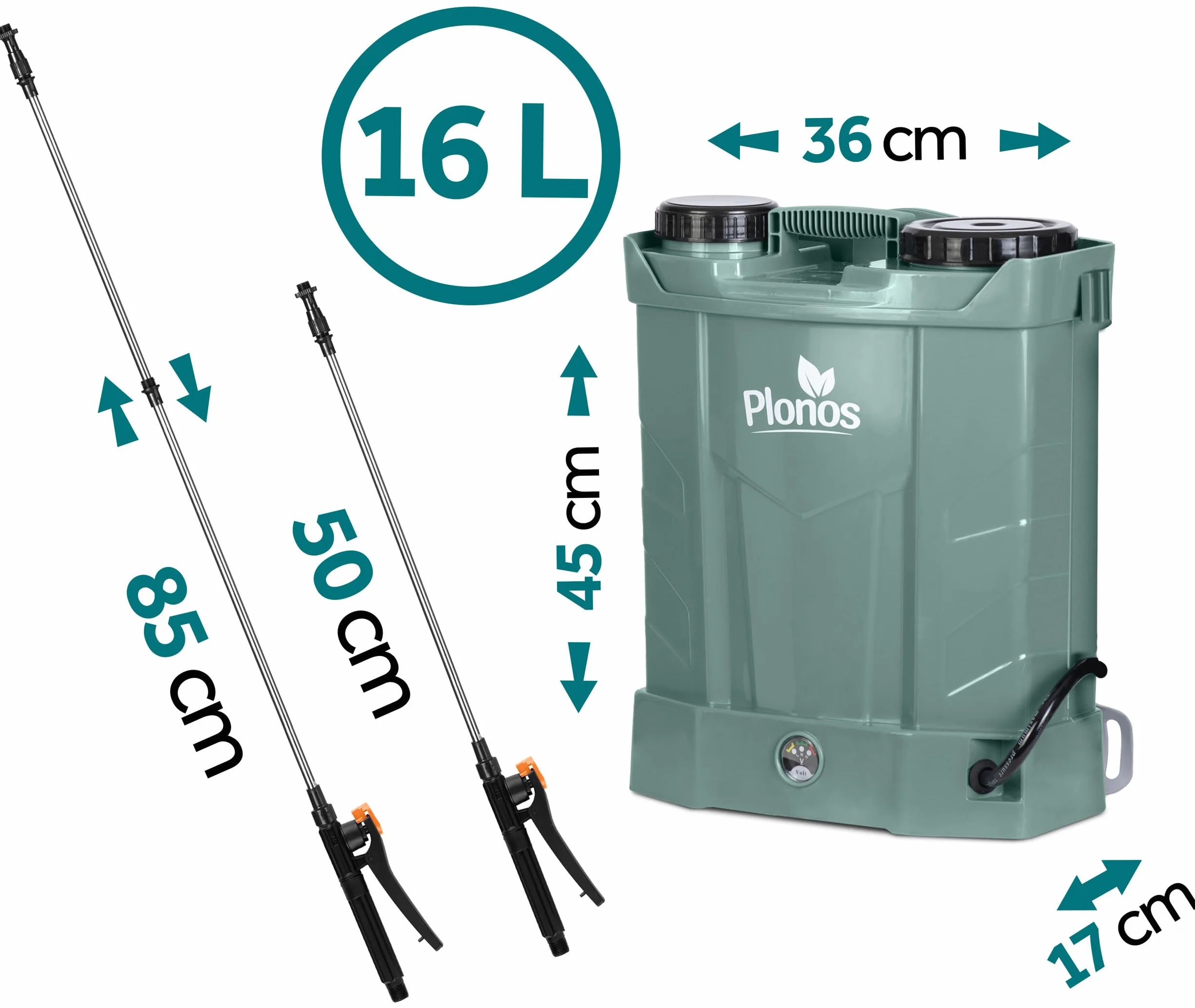 Pulvérisateur à Pression - Capacité : 16 l - Batterie : 8 Ah - 12 V - 4 Buses - Gris