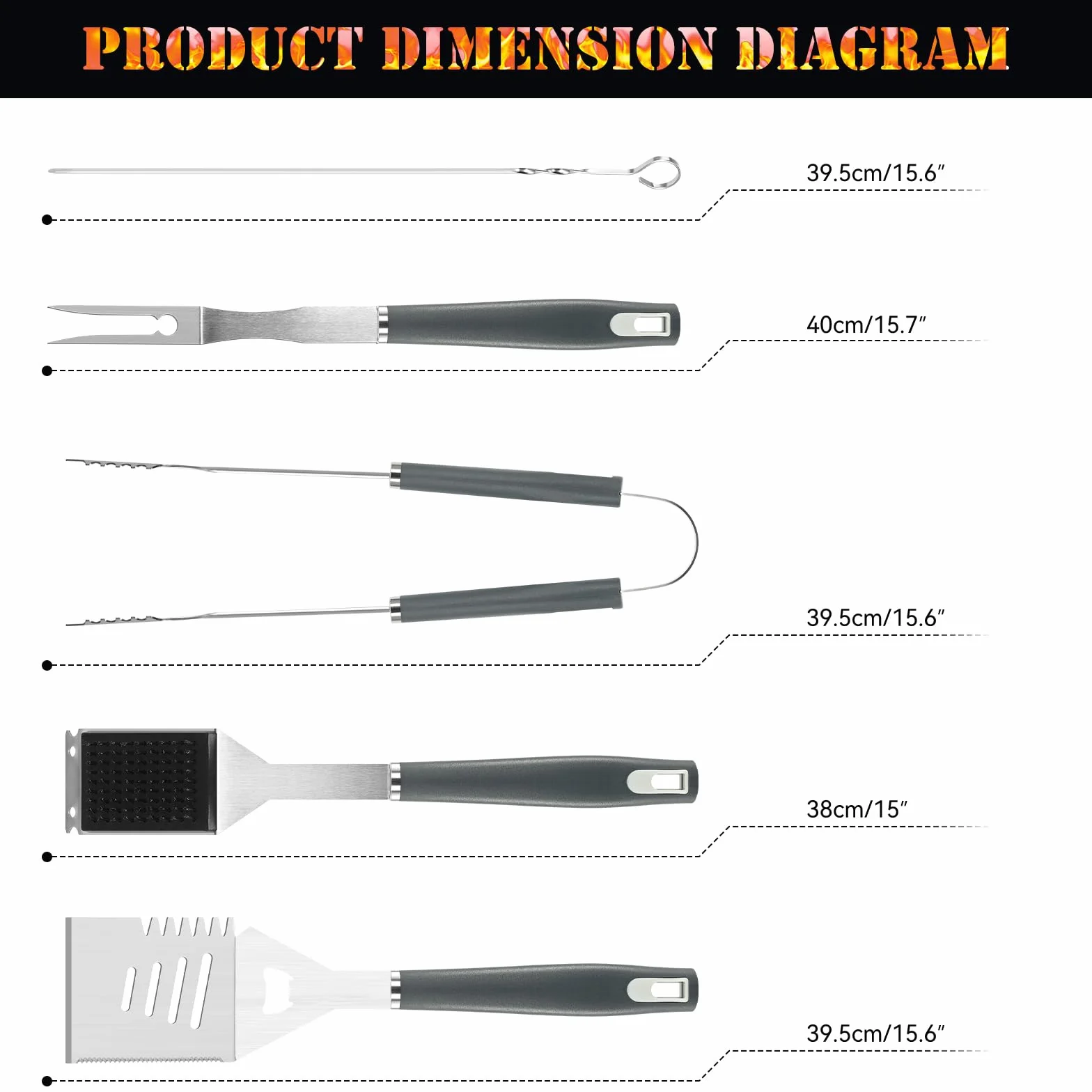 Set d'Accessoires Barbecue 10 Pièces Inoxydable - Ustensiles de Cuisson Extérieur avec Pince, Spatule, Fourchette & Brosse