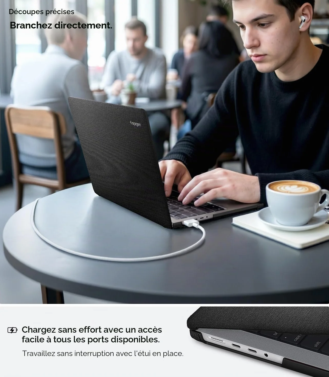 Spigen Urban Fit Coque MacBook Pro 14 Pouces M5 Pro Max 2026 M4 M3 M2 M1 2025-2021 Étui Tricot Premium Noir