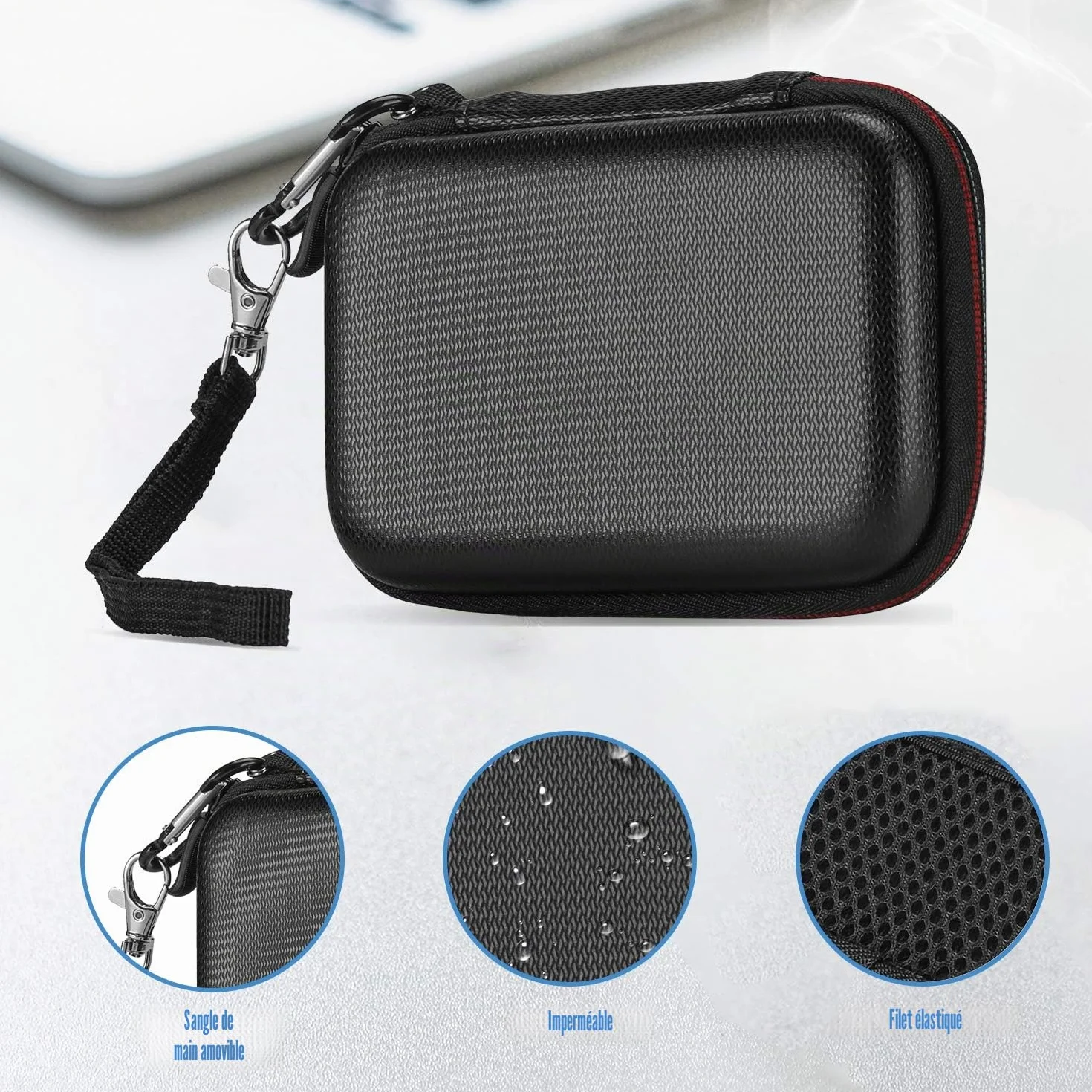 ProCase Étui SSD Samsung T7 T7 Touch Silicone Housse Voyage Portable Externe Coque Rigide Poche Filet Noir