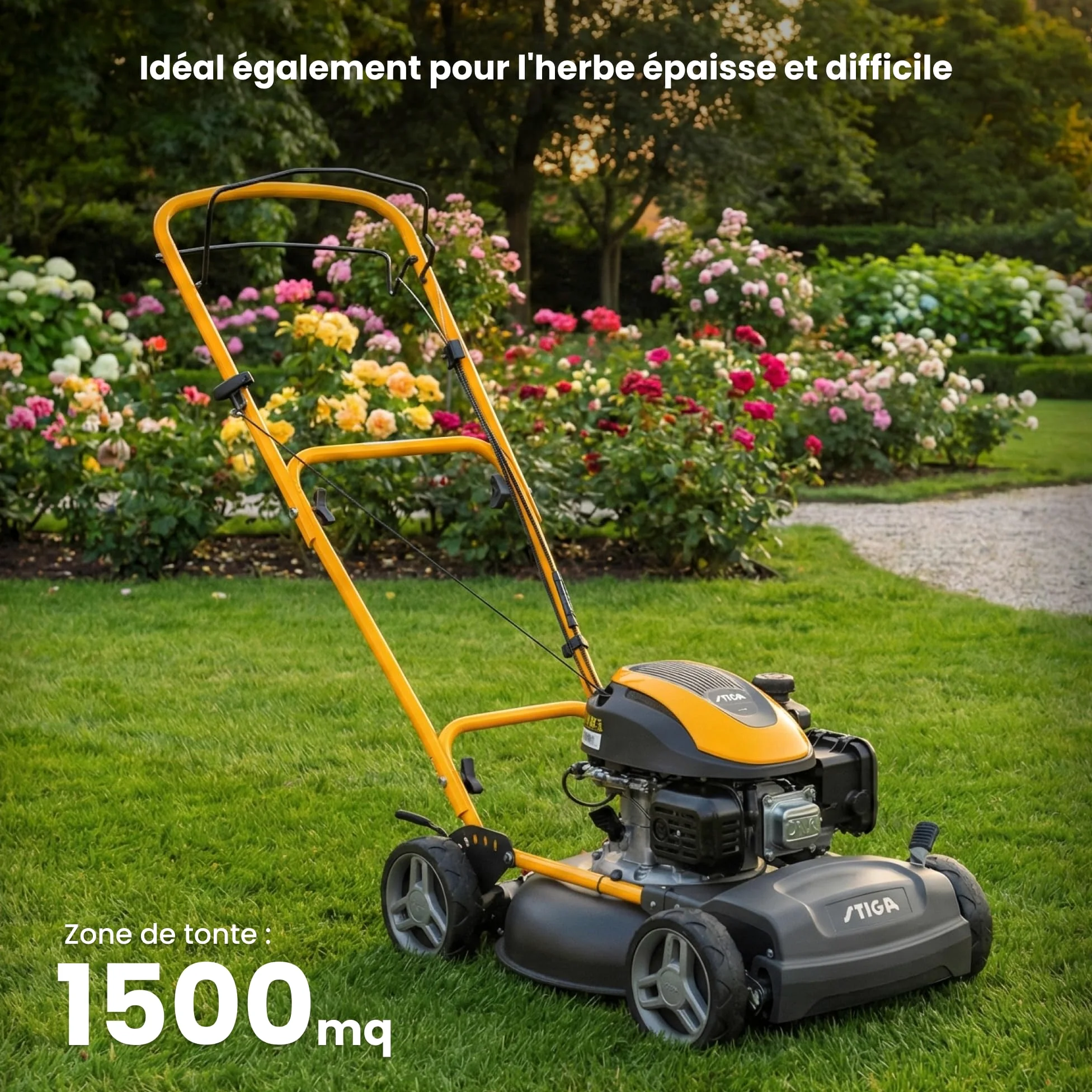STIGA Multiclip 47 S Tondeuse à Essence, Tondeuse à Gazon broyeuse automotrice avec Moteur 123 CC, Plateau de Coupe 45 cm, 5 tondeuses Thermiques, Guidon Ergonomique Rabattable.