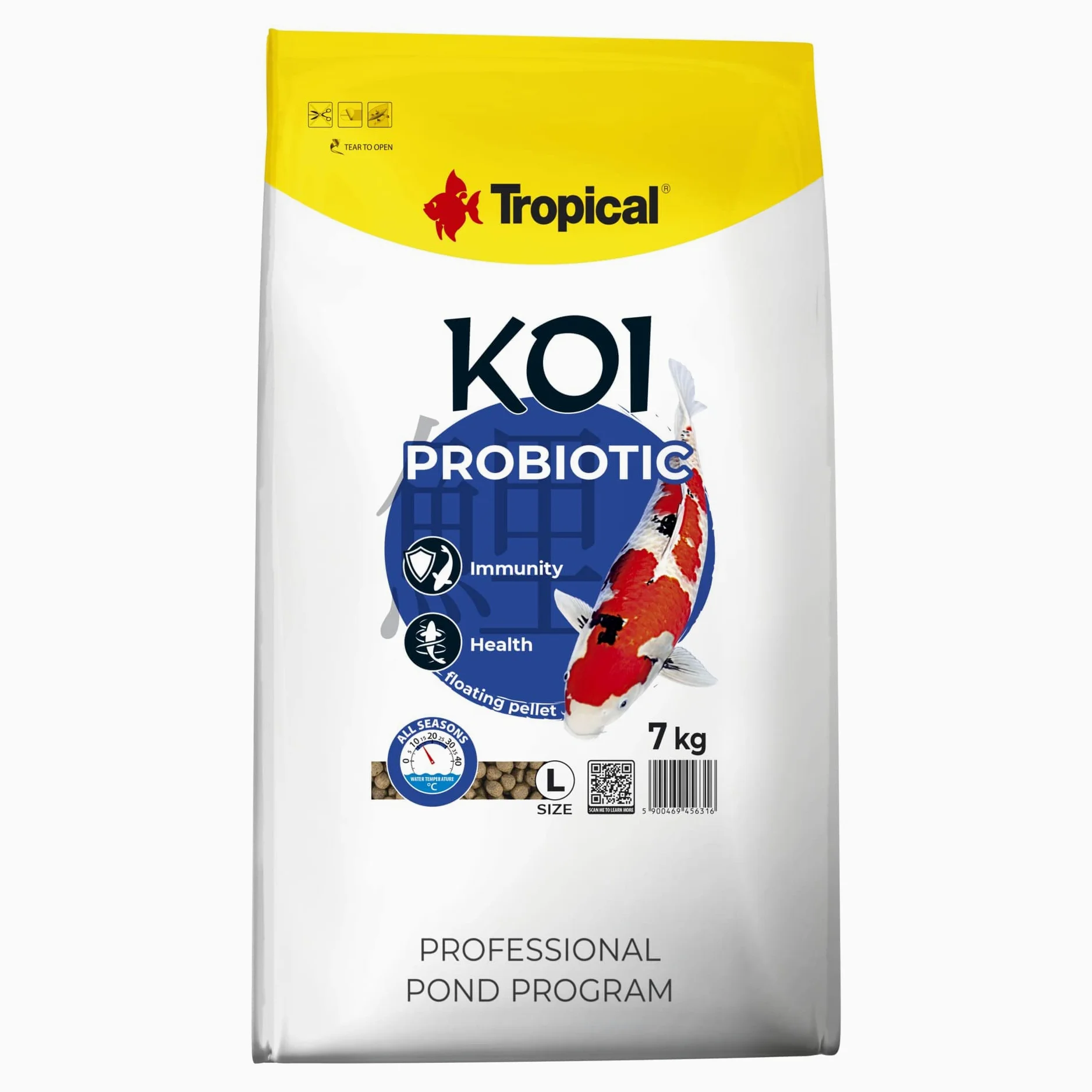 Koi PROBIOTIC Pellet Size L 7kg - Nourriture pour Poissons de Bassin sous Forme de Gros granulés flottants