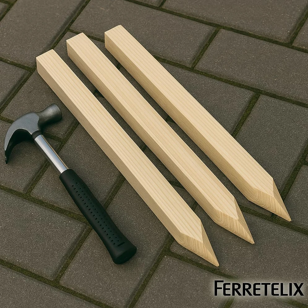 FERRETELIX® Lot de 50 piquets en bois 60 cm de long 3 x 3 cm