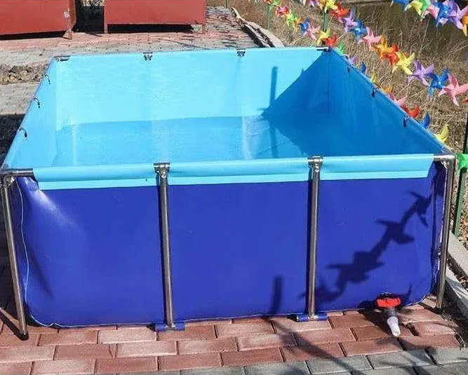 Bassin à poissons portable en toile avec valve de vidange – Affichage aquatique extérieur durable et léger pour décoration de jardin et fontaine d'arrière-cour, installation et nettoyage faciles
