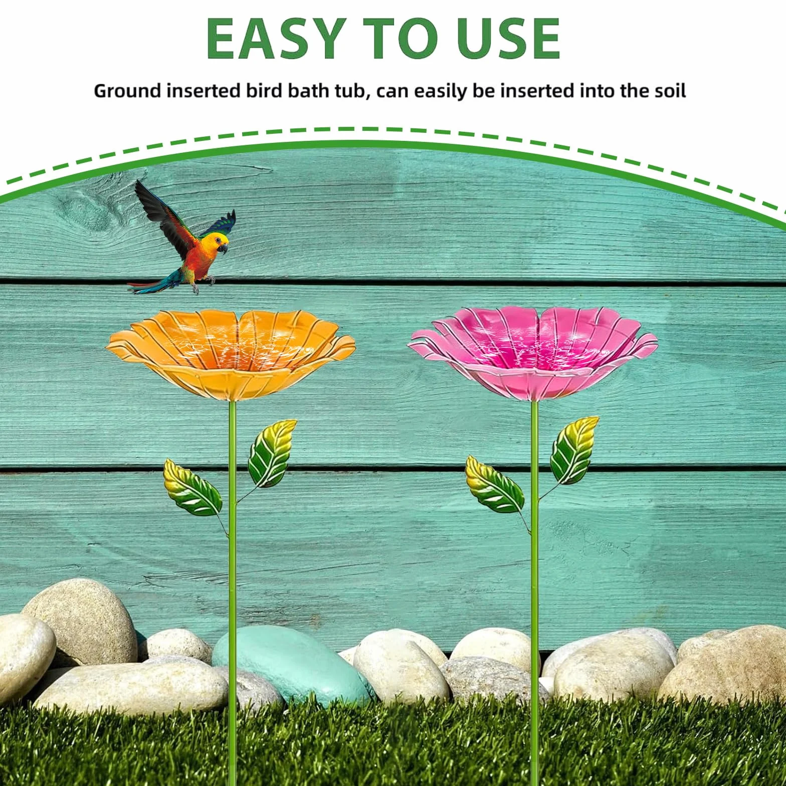 Bain d'Oiseaux 2 Pièces Abreuvoir Oiseaux Exterieur sur Pied Mangeoires pour Oiseaux Bassin Jardin