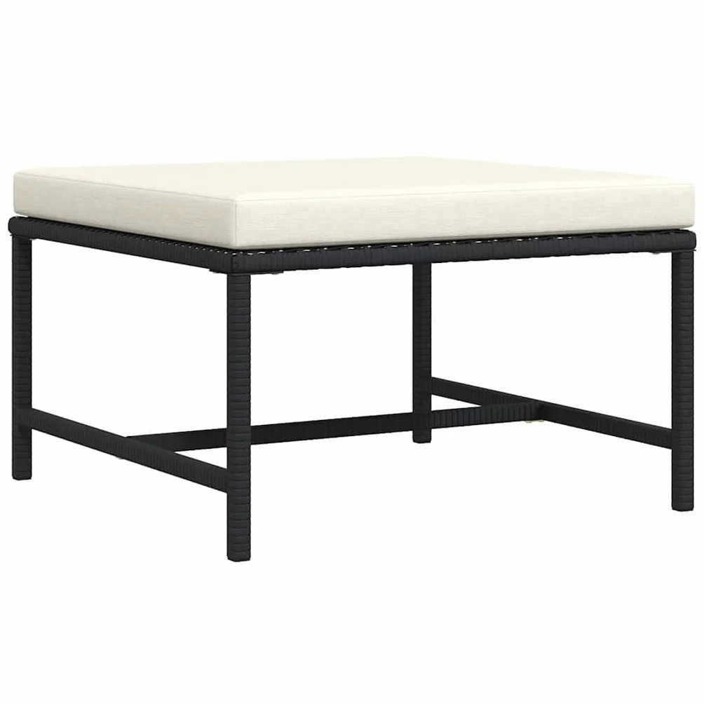 vidaXL Repose-Pied Sectionnel avec Coussin Patio Noir Résine Tressée