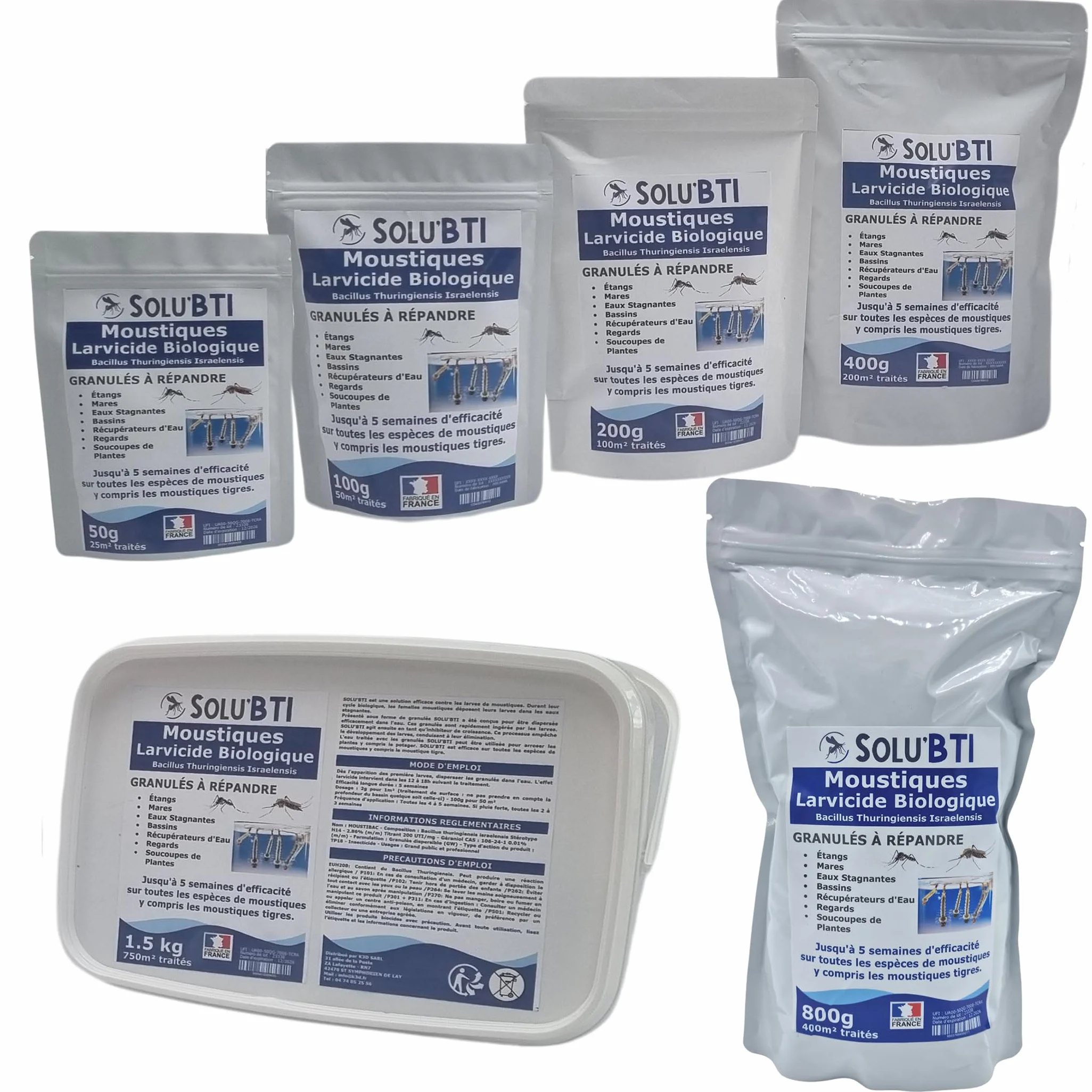 Moustiques Larvicide Biologique BTI Bacillus Thuringiensis 200 gr