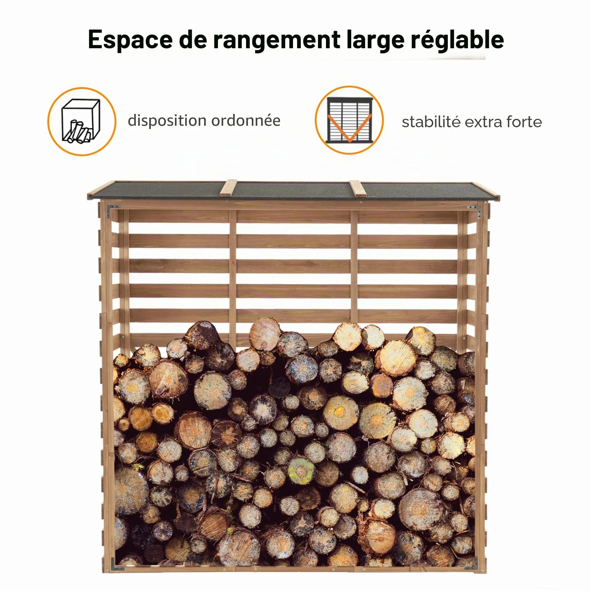 M MCombo Étagère à bois extérieure 90 × 185 × 186 CM avec couverture imperméable