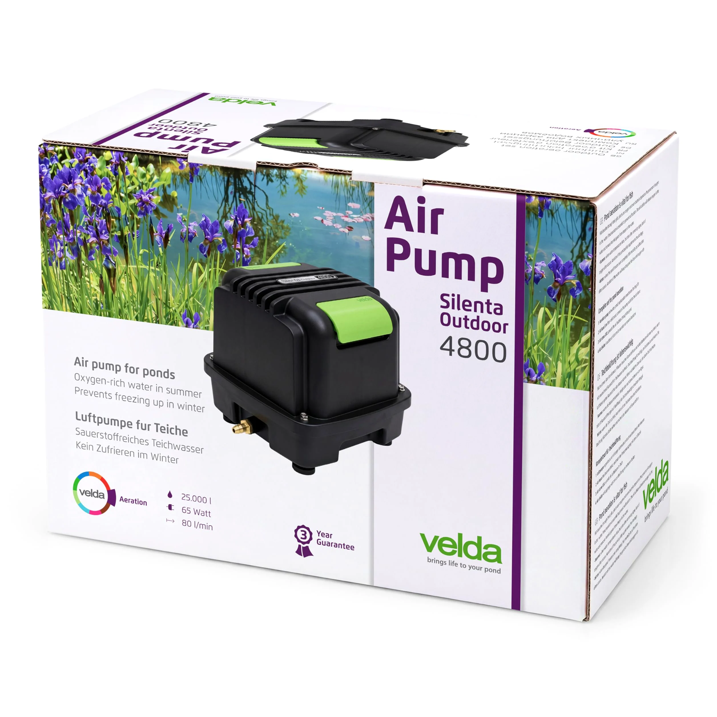 Velda, aérateur complet pour bassin d'agrément, Silenta Pro 4800, 125098