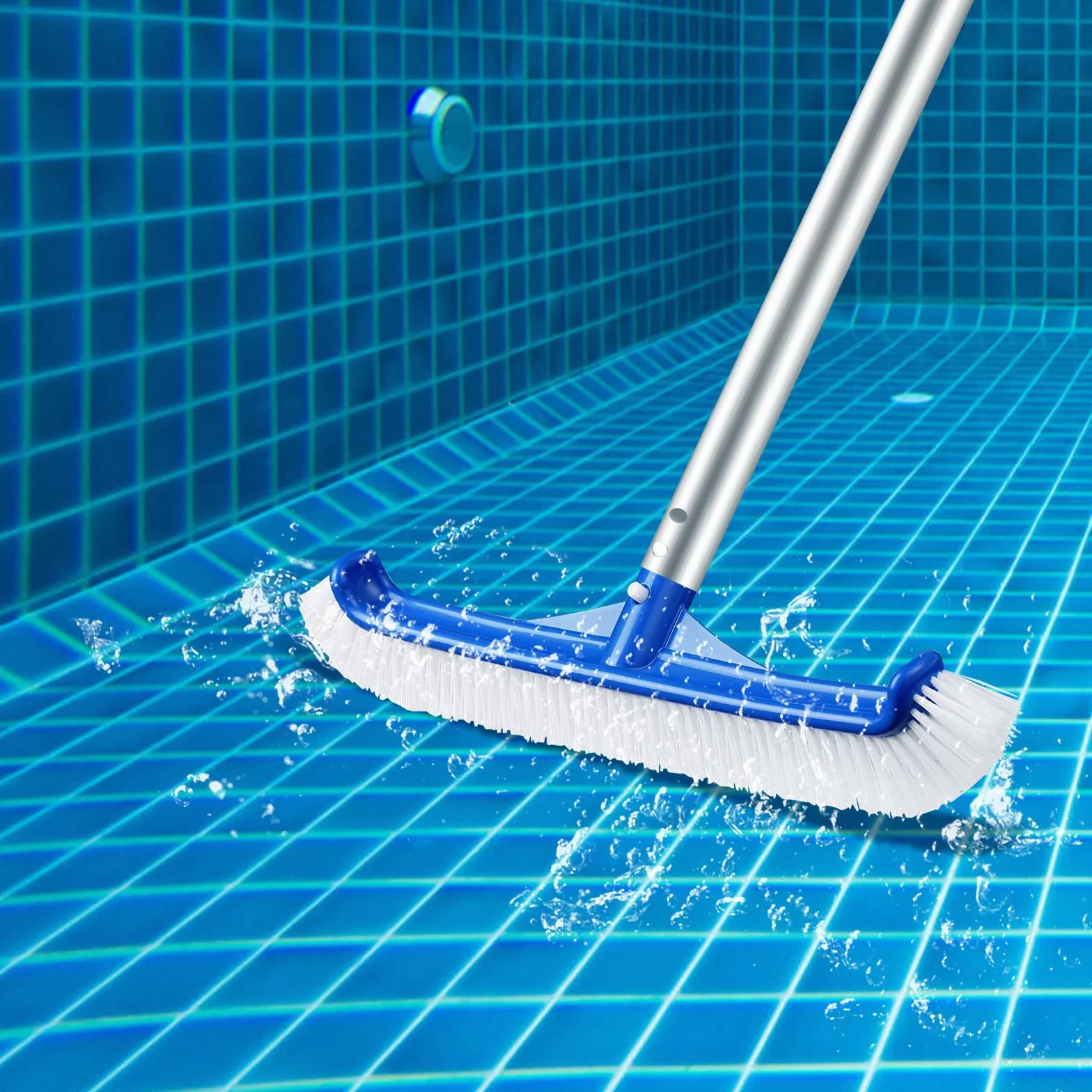 Brosse de Piscine 43cm Tête de Brosse Nettoyage Poils Nylon Extrémité Courbée
