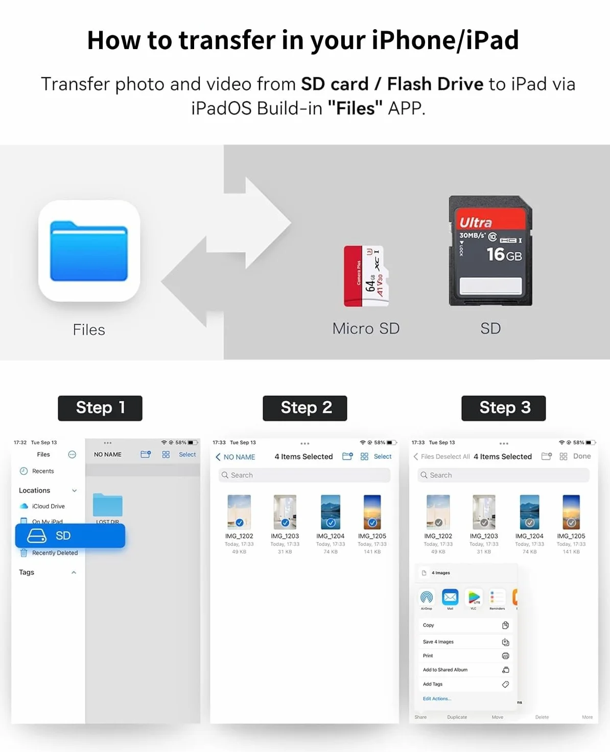 Lecteur de Carte SD USB C, Adaptateur Micro SD vers Type C pour iPhone 16/15, MacBook, iPad Pro, Samsung Galaxy
