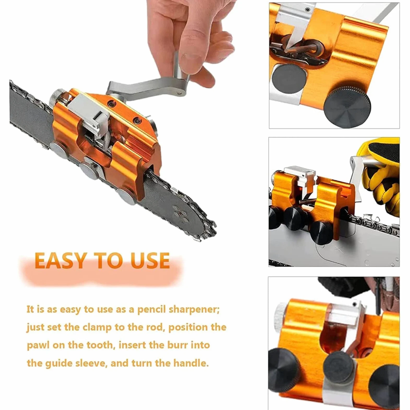 Aiguiseur de tronçonneuse à manivelle – Outil d'affûtage portable Timberline pour toutes les tronçonneuses et scies – Facile à utiliser, solution d'affûtage efficace pour le bois et les menuisiers