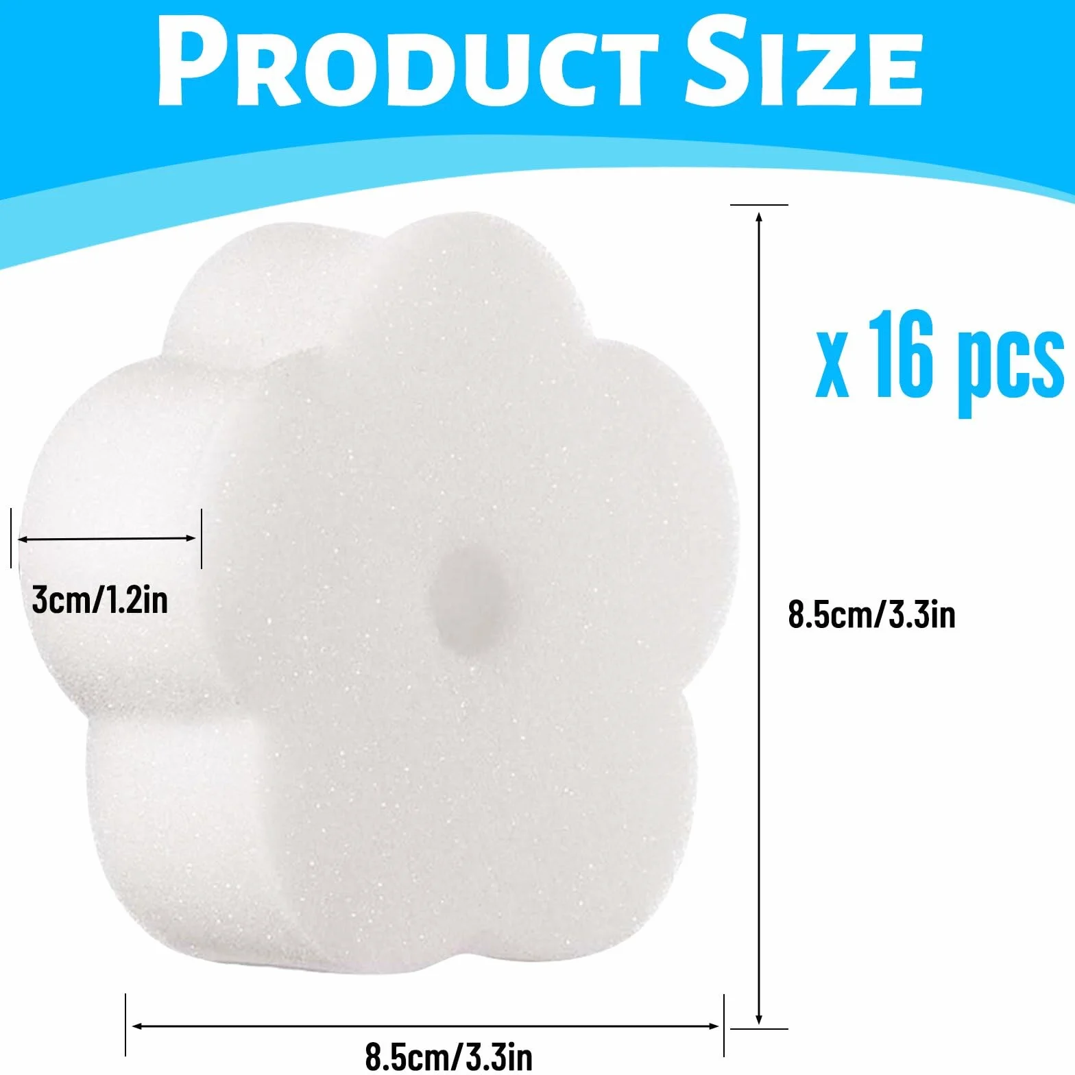 Éponge Absorbant l'Huile 16 Pièces, Éponge Filtre pour Piscine, Spa, Cuisine (Fleur)
