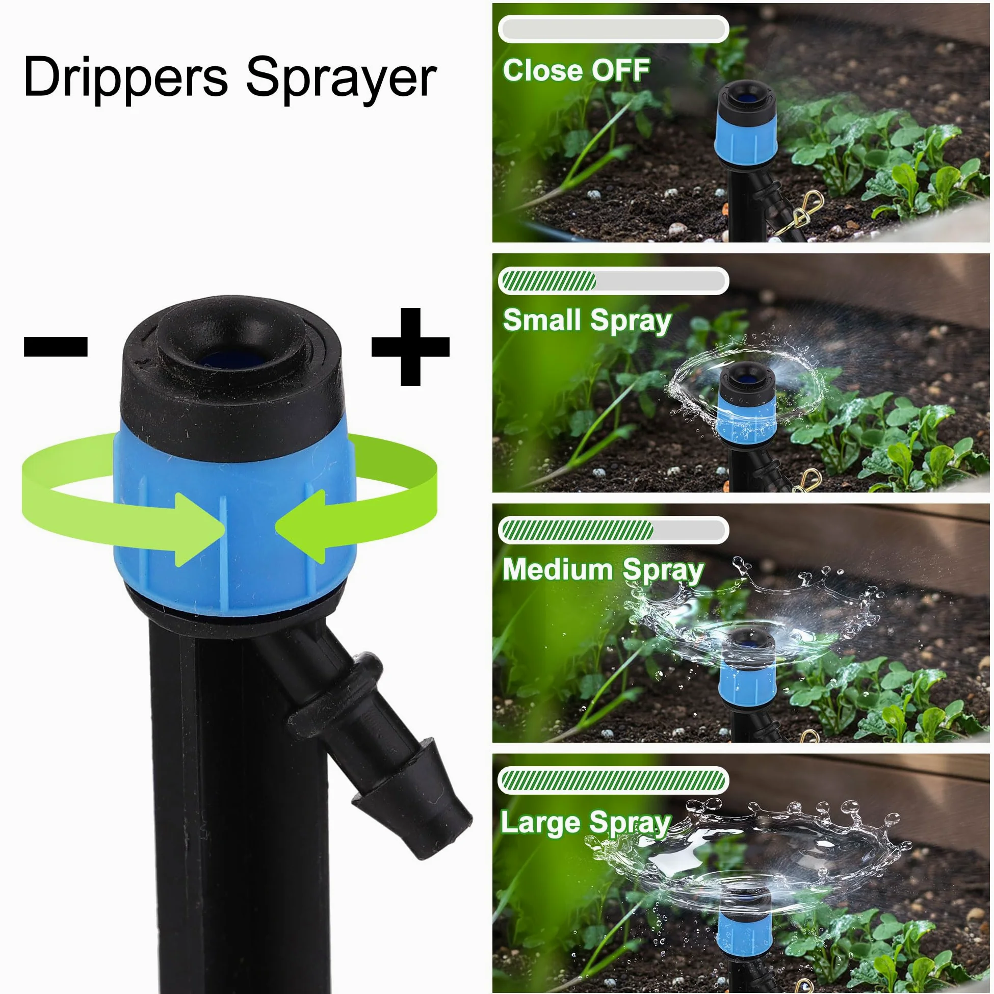 Kit de 90 systèmes d'irrigation goutte à goutte, système d'arrosage automatique à connexion rapide avec buses réglables et arroseurs pour serre de jardin, fleurs, pelouse, plantes en pot