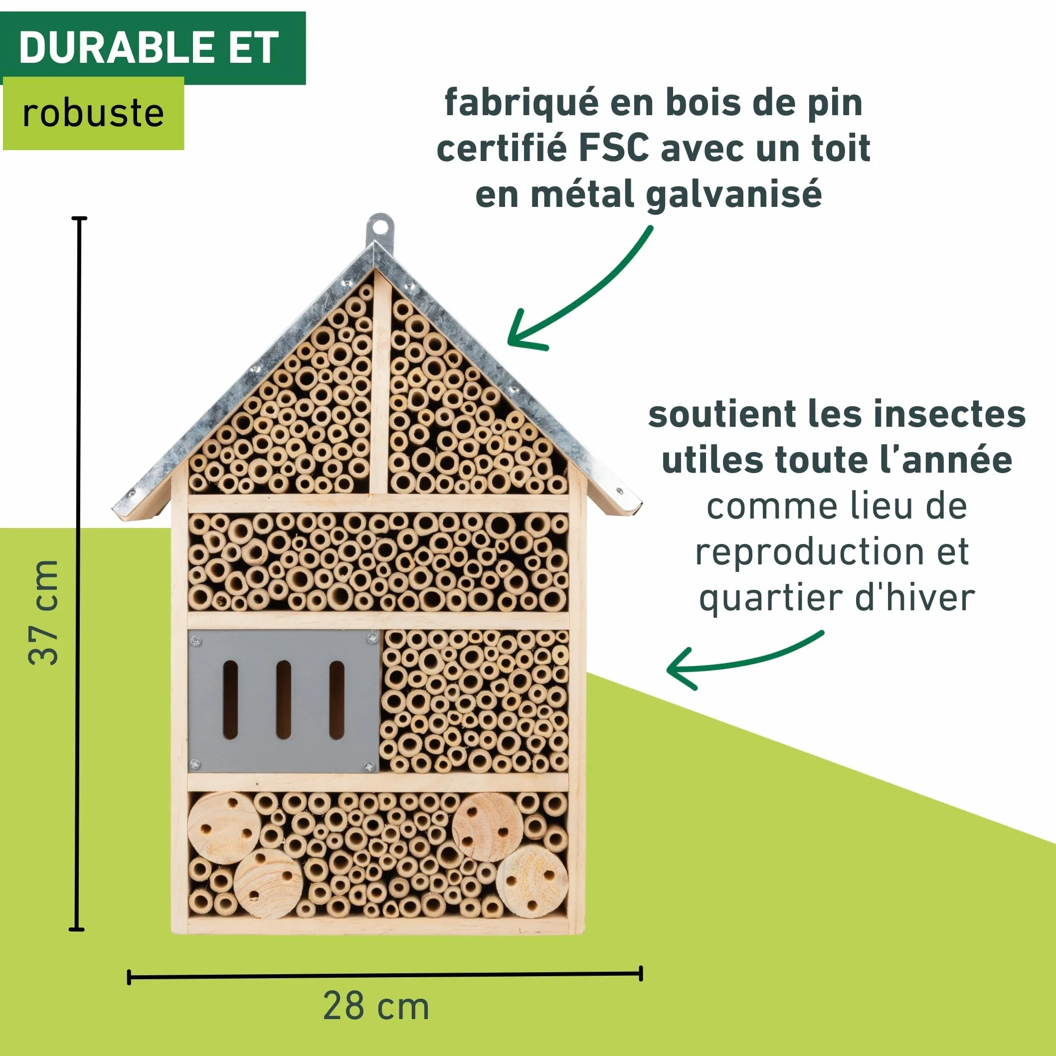 Windhager Hôtel à Insectes Colony Bois et Bambou - Abris pour Abeilles, Papillons, Coccinelles