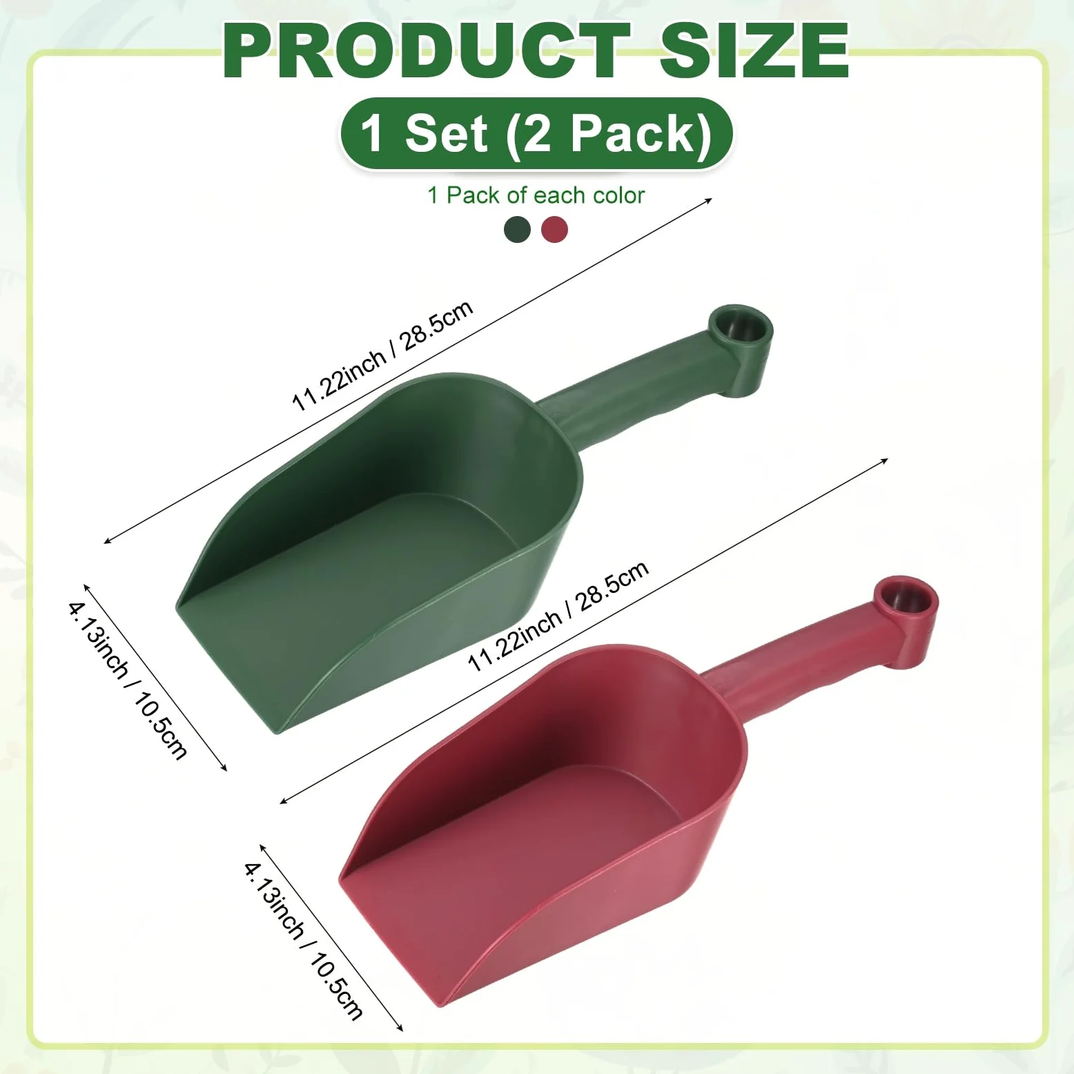 M METERXITY 2-Pack Pelle De Jardin Petite Pelle A Main, 28.5cm/11.22 Pouces Outils De Jardinage en Plastique pour Creuser, Transplanter, Ameublir Le Sol Et Planter [Vert Fonce/Rouge Vin]