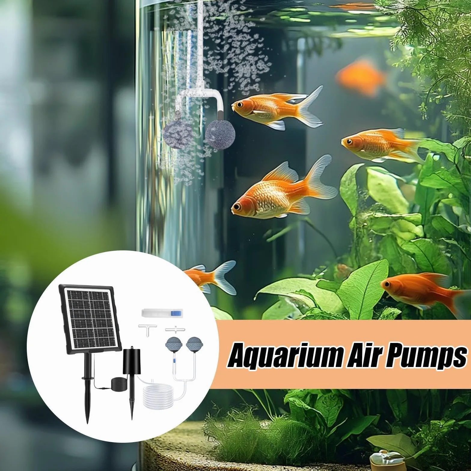 Pompe À Air Solaire pour Bassin À Poissons Pompe À Air pour Aquarium | 3 Modes De Fonctionnement, Aérateur Silencieux Étanche Avec Tuyau Et Pierre À Bulles Pour Bassin De Jardin, Hydroponie