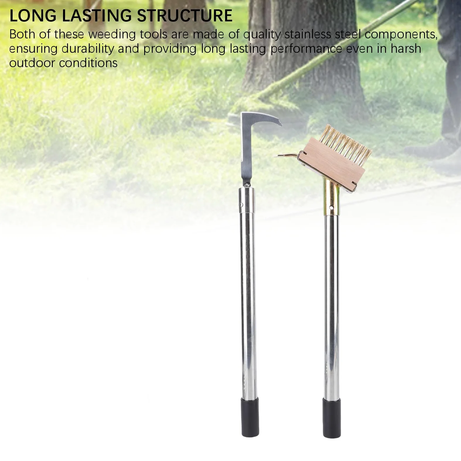 Pssopp Ensemble D'outils de Désherbage de Fissure en Acier Inoxydable Kit D'outils de Désherbage Brosse à Mousse pour Allées Terrasses Pavés Chemins de Jardin