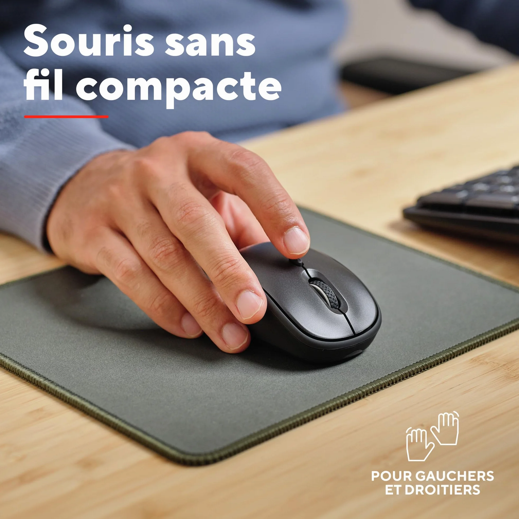 Trust Ymo II Pack Clavier et Souris sans Fil AZERTY Français Silencieux, Résistant aux Éclaboussures, Récepteur USB Unique, Noir
