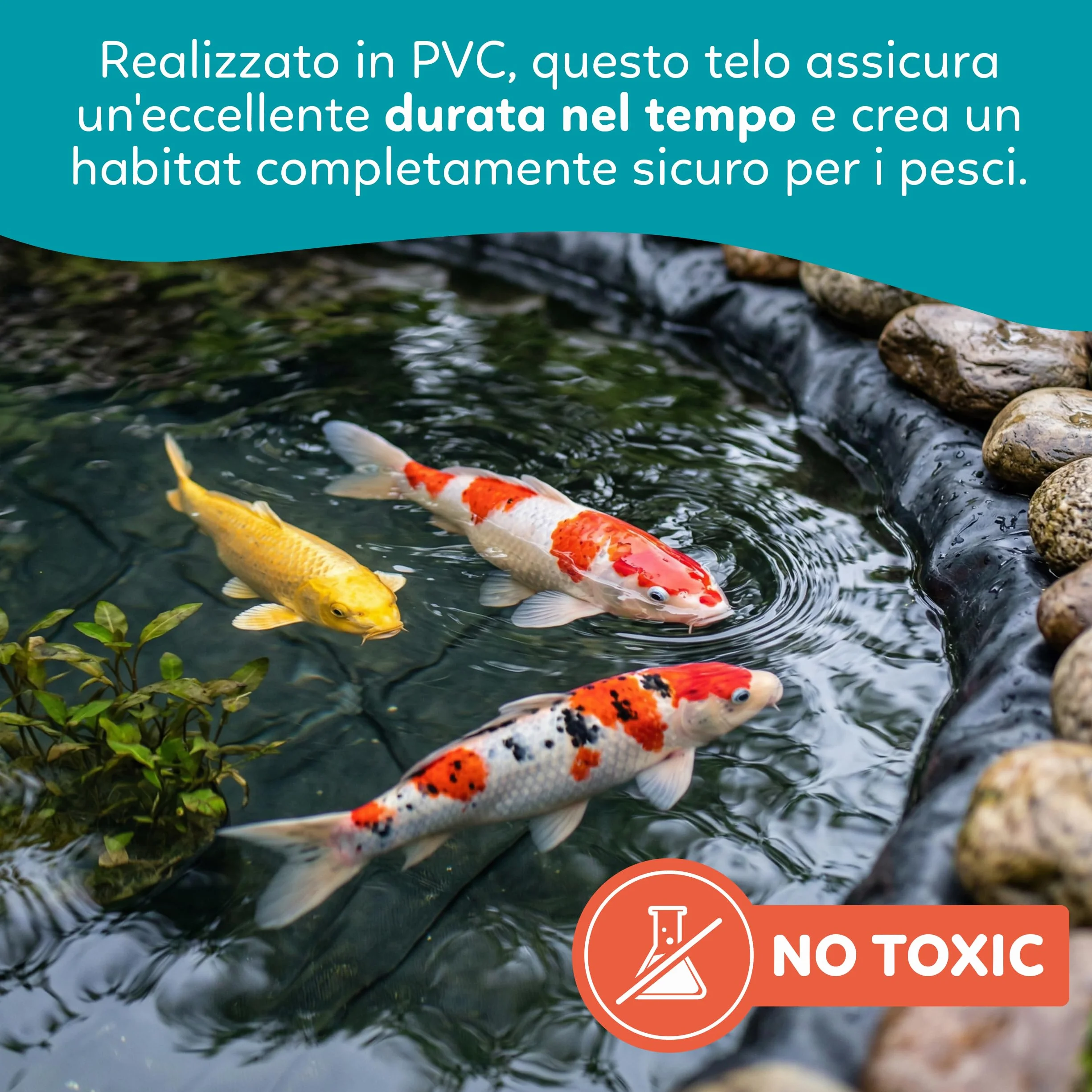 Bâche PVC renforcé pour bassin étang jardin 2x3 m 0,5mm