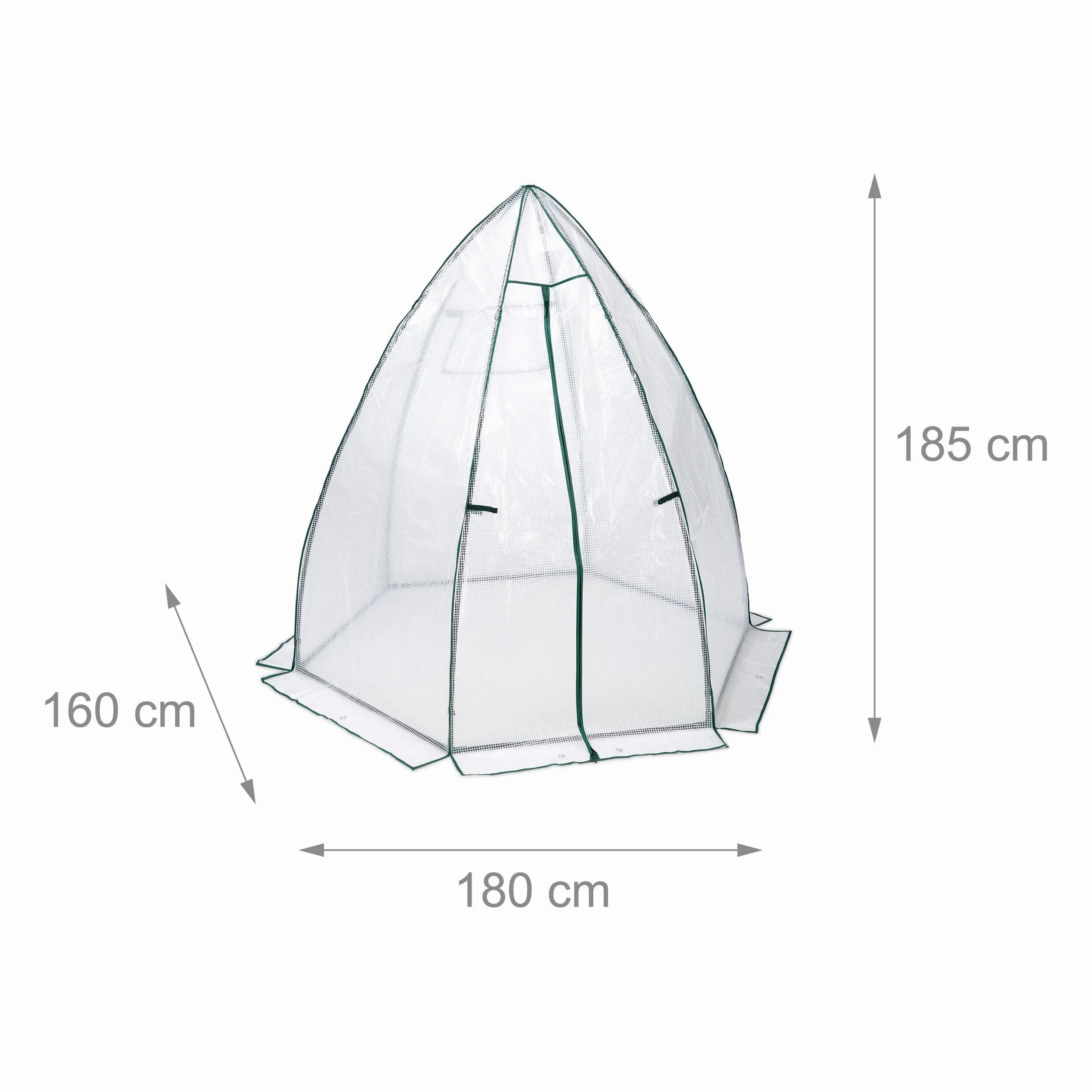 Relaxdays Serre d'hivernage, HLP : 185x180x160 cm, Protection hivernale pour Plantes, avec Porte et fenêtre, Transparent
